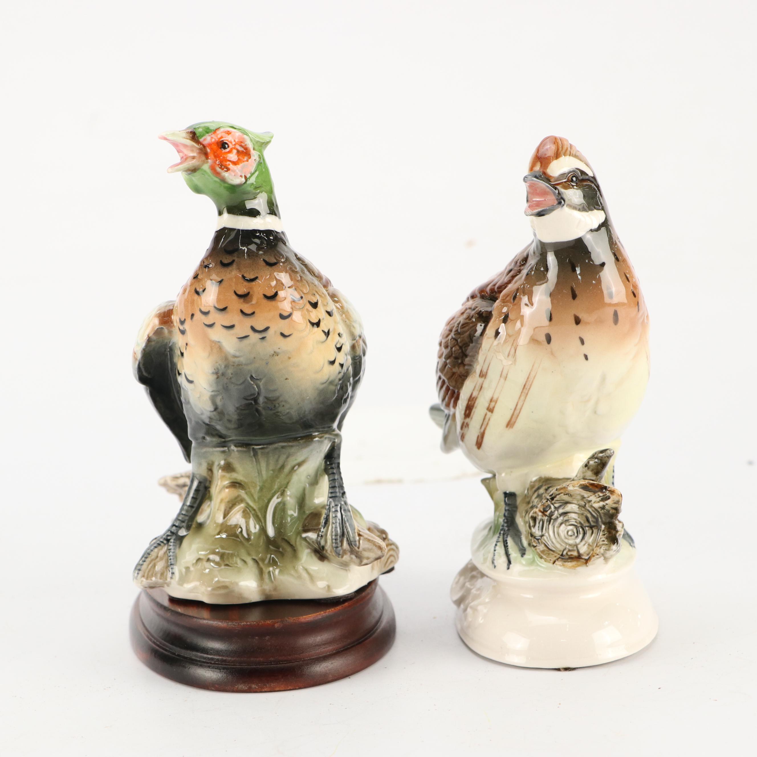 JSC "Ring-Necked Pheasant" and Other Porcelain Bird with Wood Base
