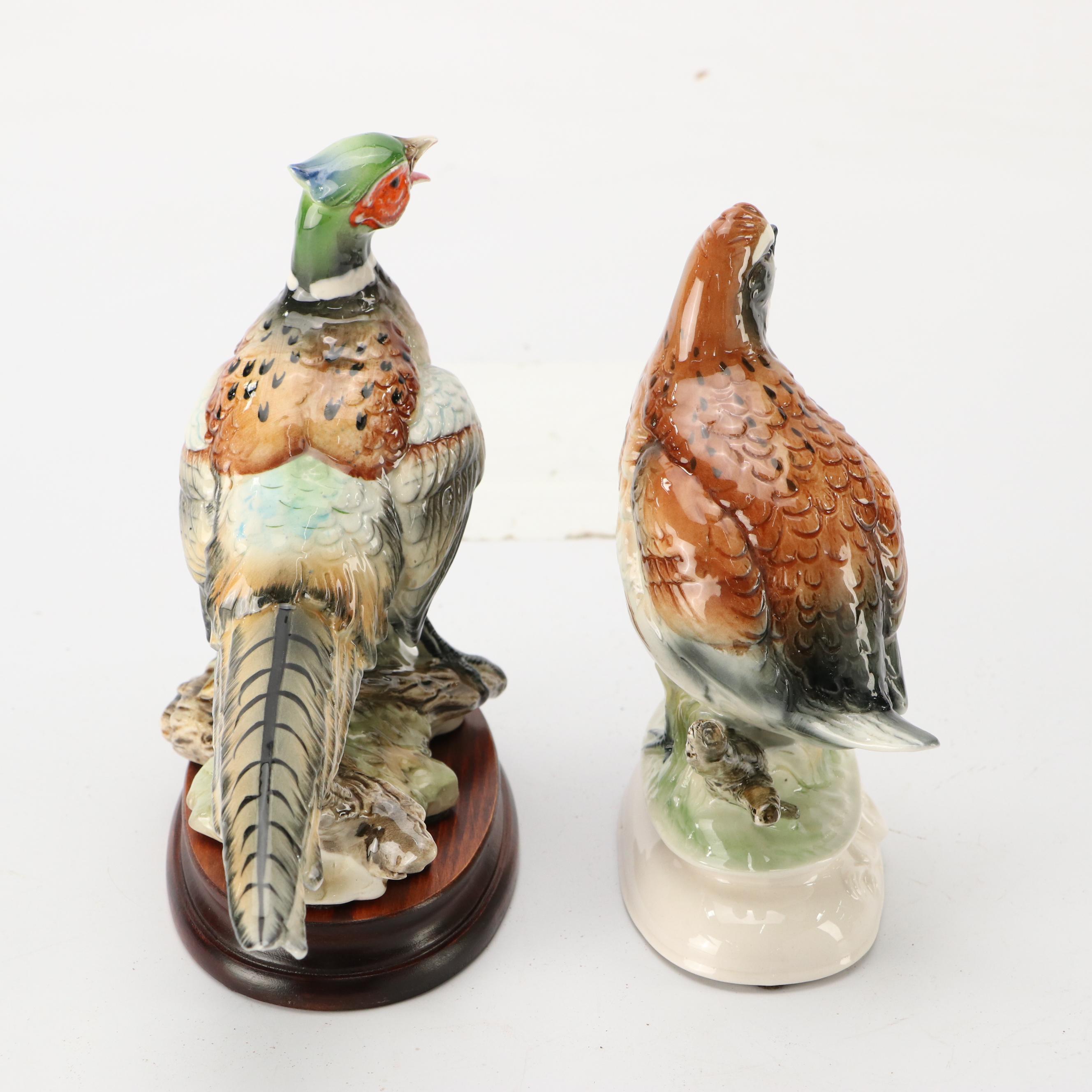 JSC "Ring-Necked Pheasant" and Other Porcelain Bird with Wood Base