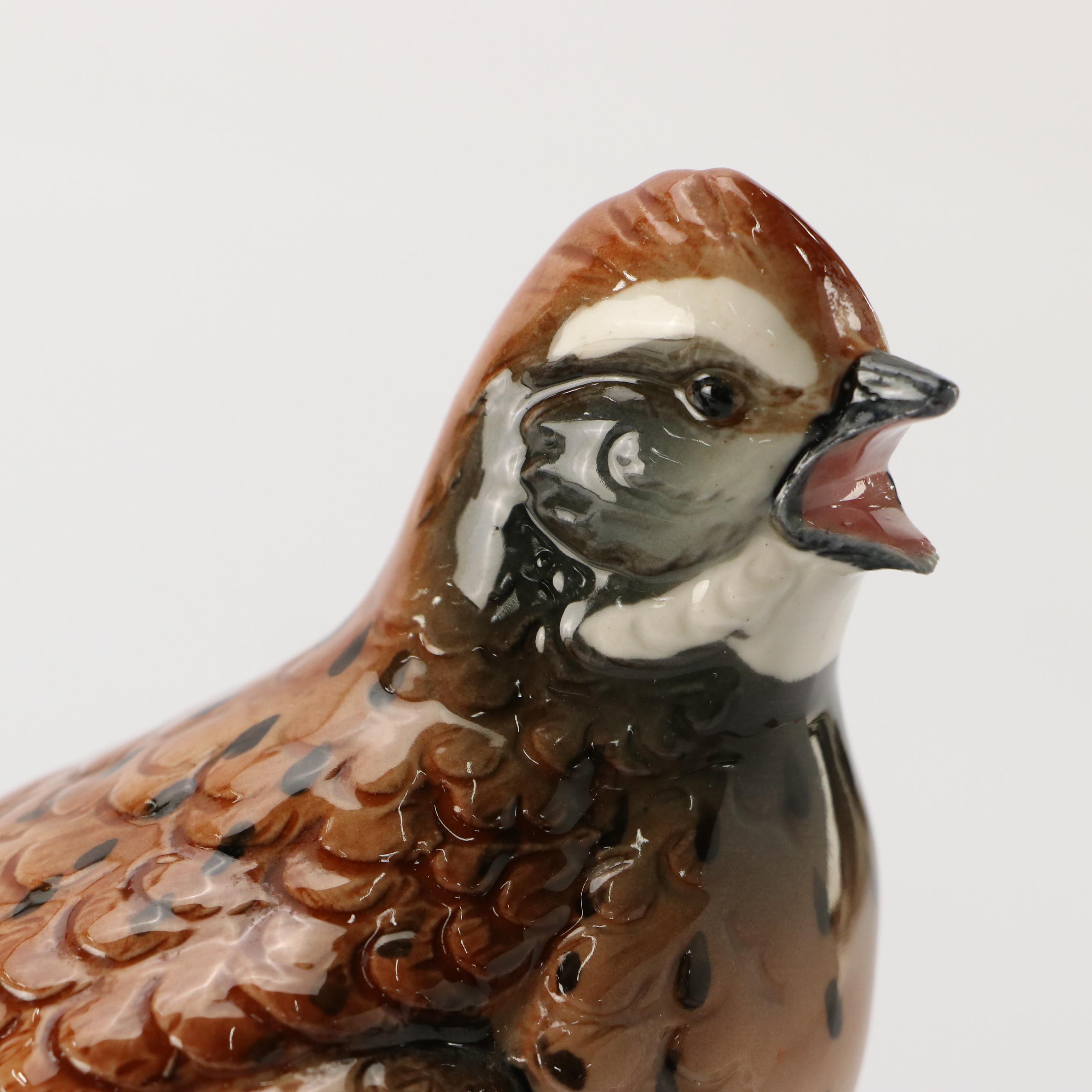 JSC "Ring-Necked Pheasant" and Other Porcelain Bird with Wood Base