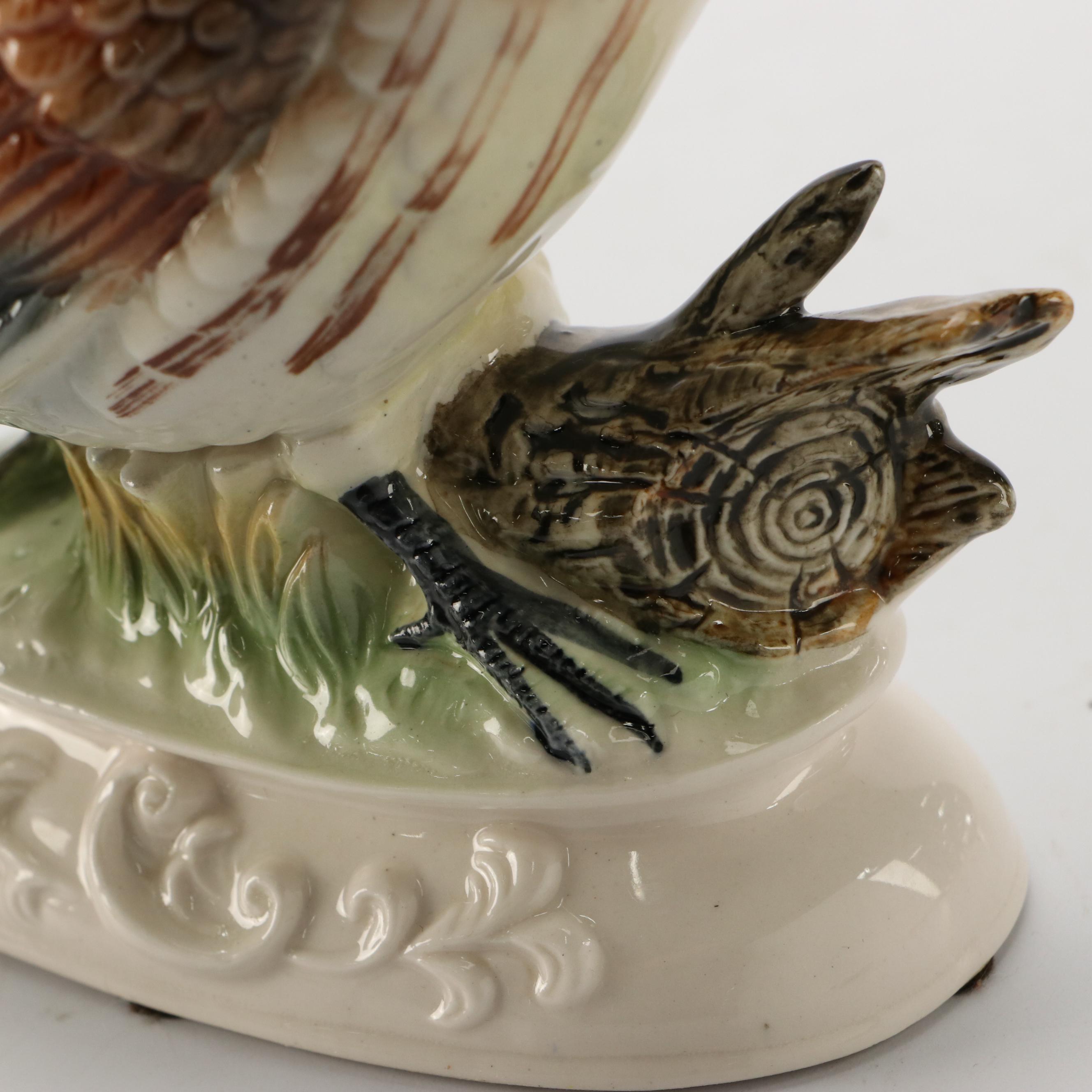 JSC "Ring-Necked Pheasant" and Other Porcelain Bird with Wood Base