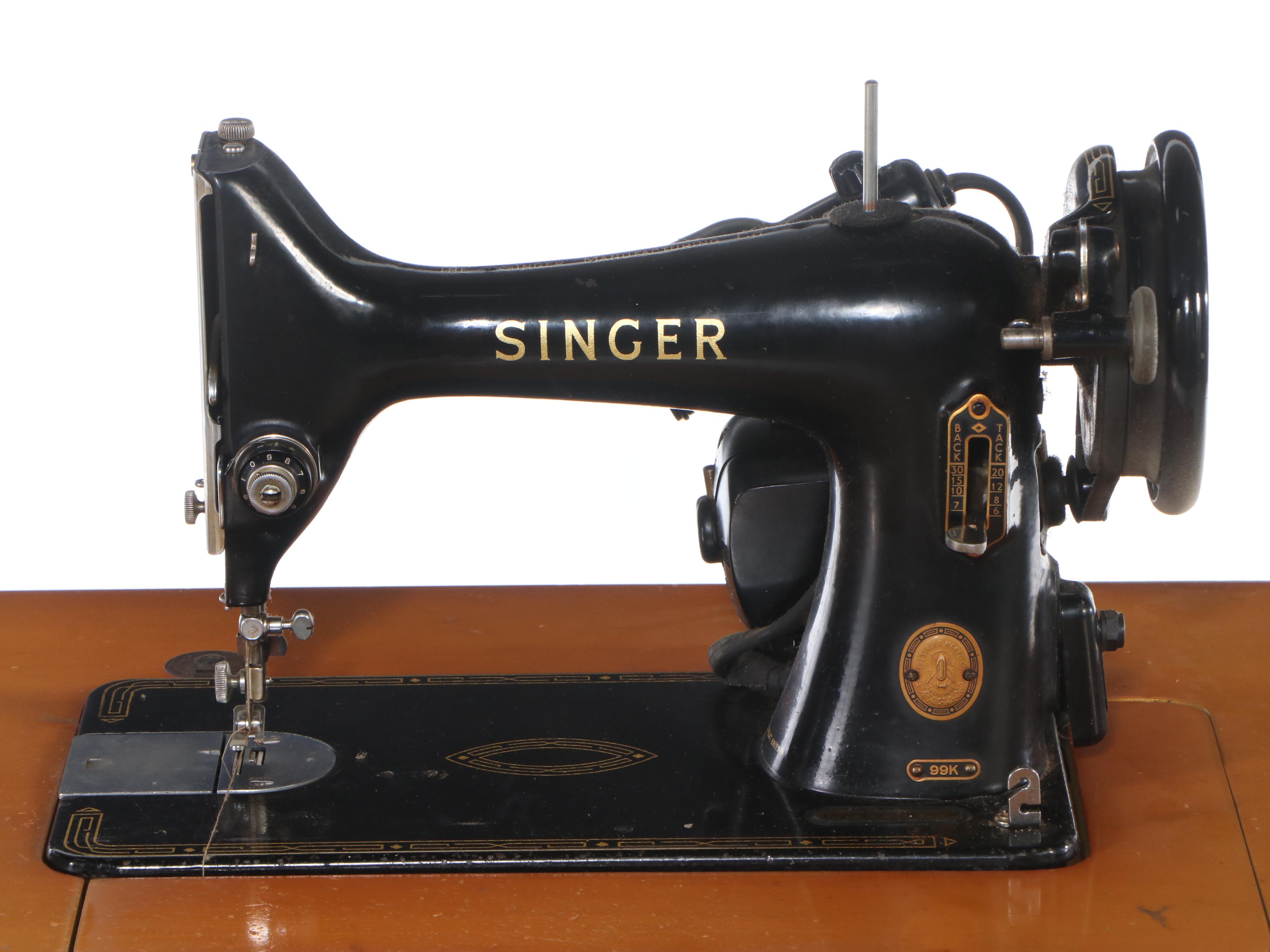 Singer Model 99K Sewing Machine with Maple Sewing Table, 1955