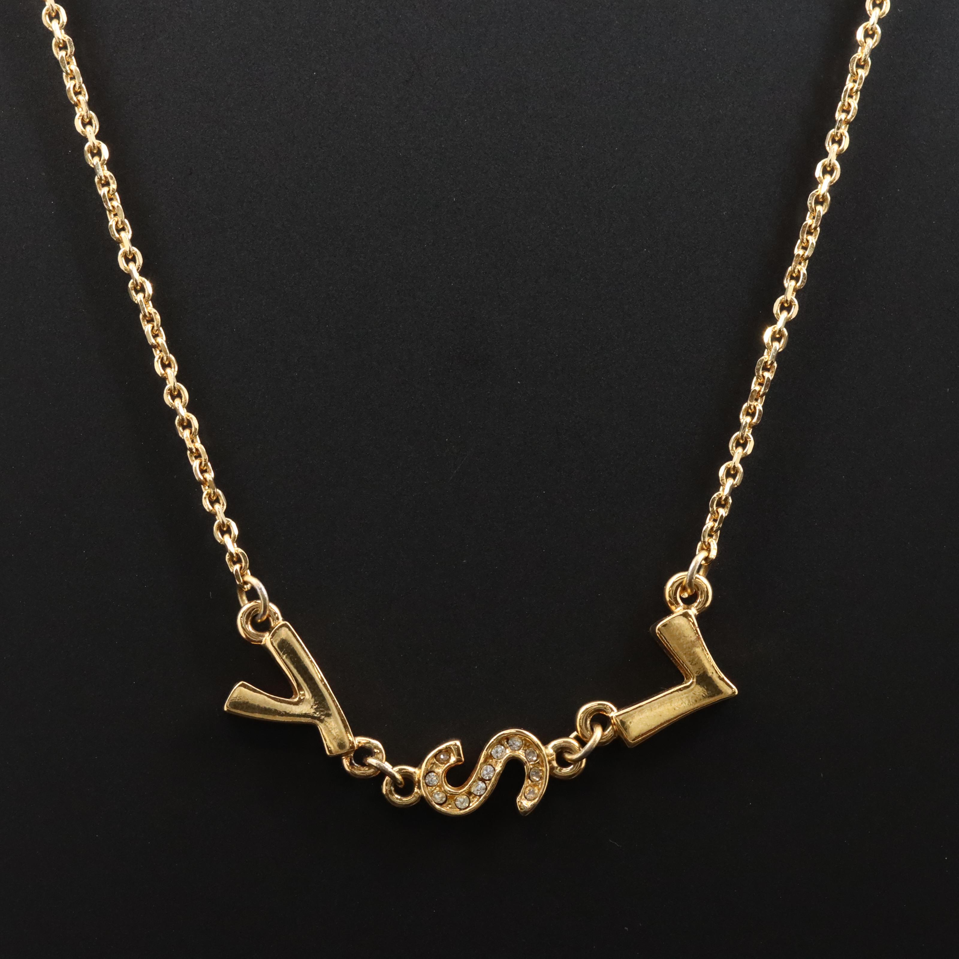 Yves St Laurent YSL Necklace with Crystal Accents