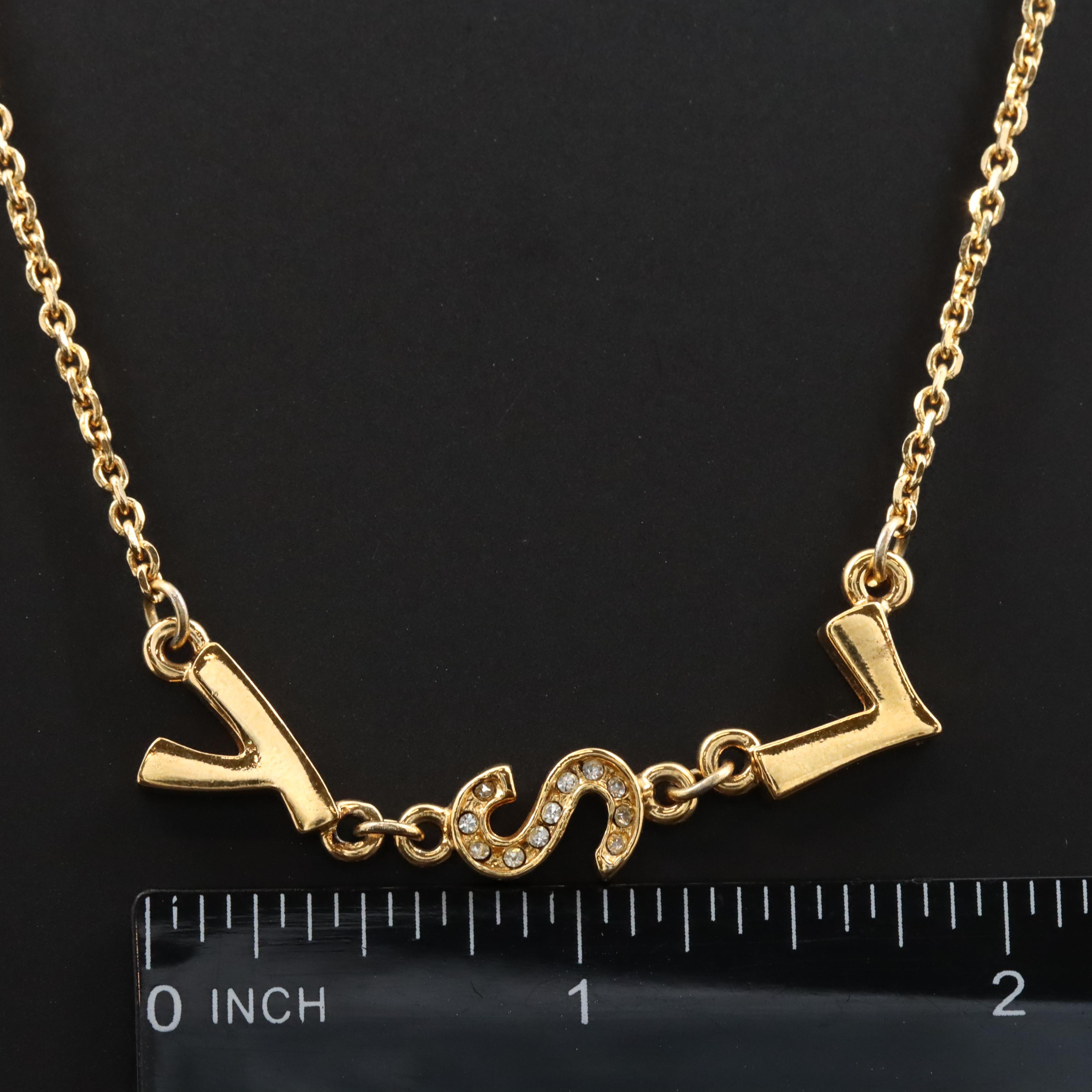 Yves St Laurent YSL Necklace with Crystal Accents