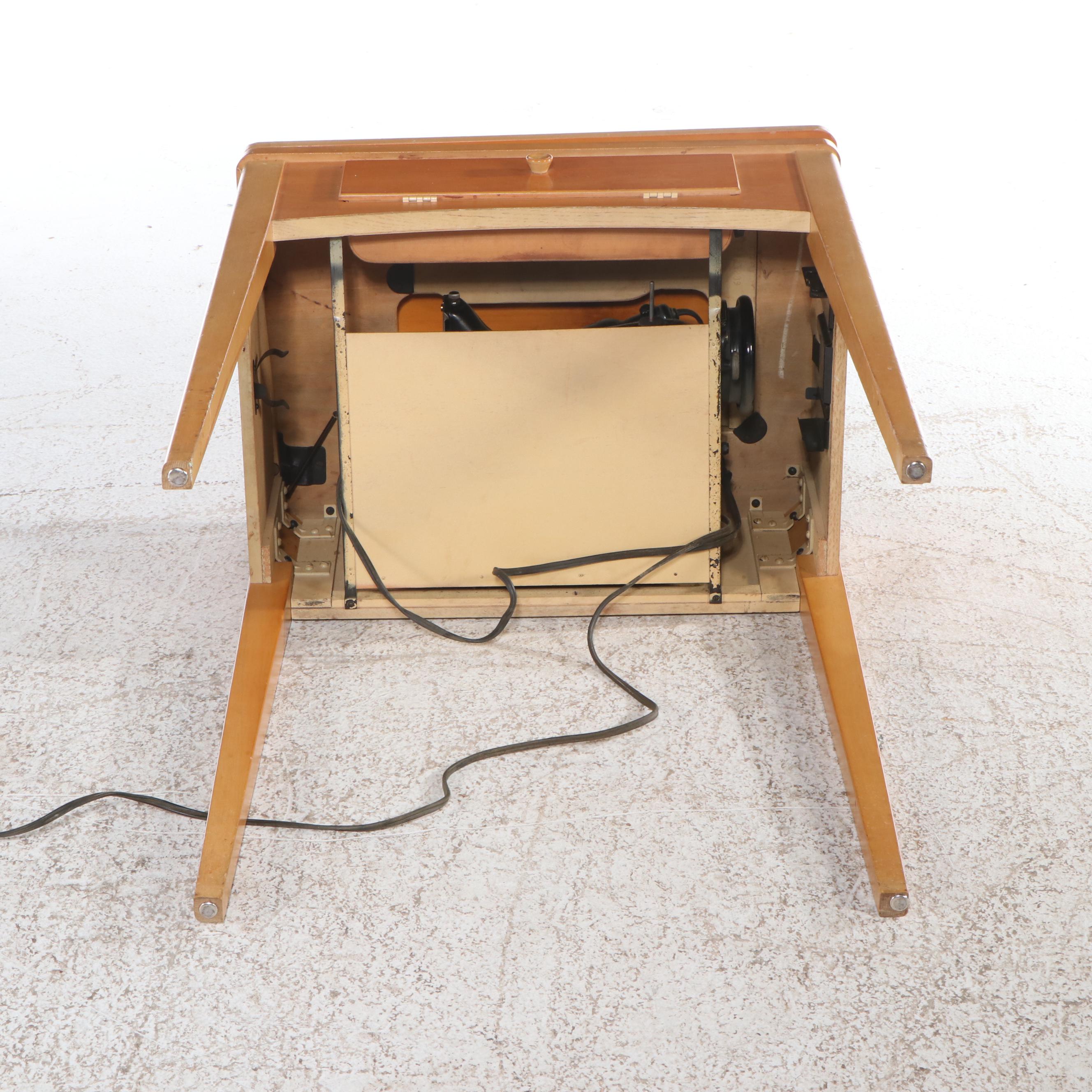 Singer Model 99K Sewing Machine with Maple Sewing Table, 1955