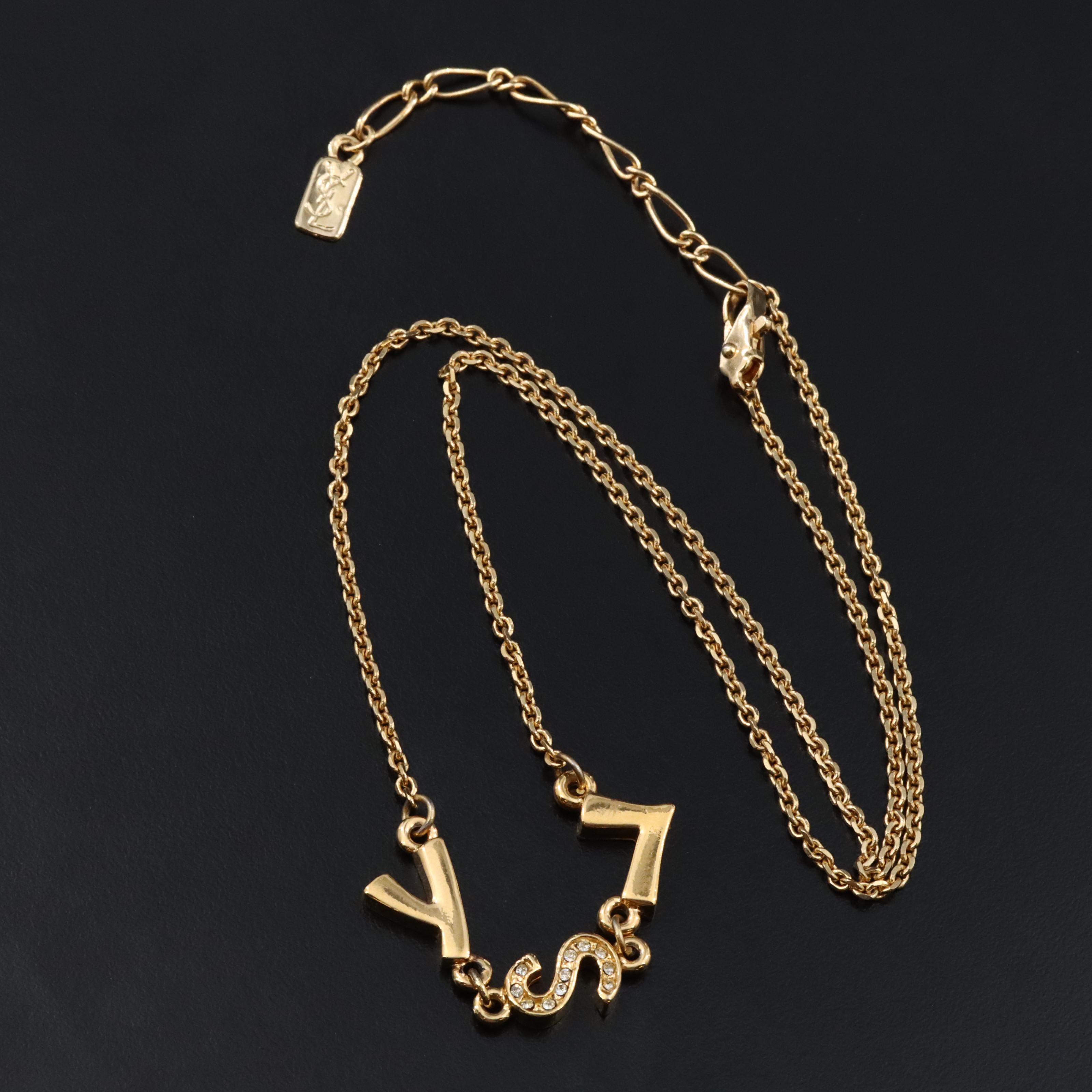 Yves St Laurent YSL Necklace with Crystal Accents