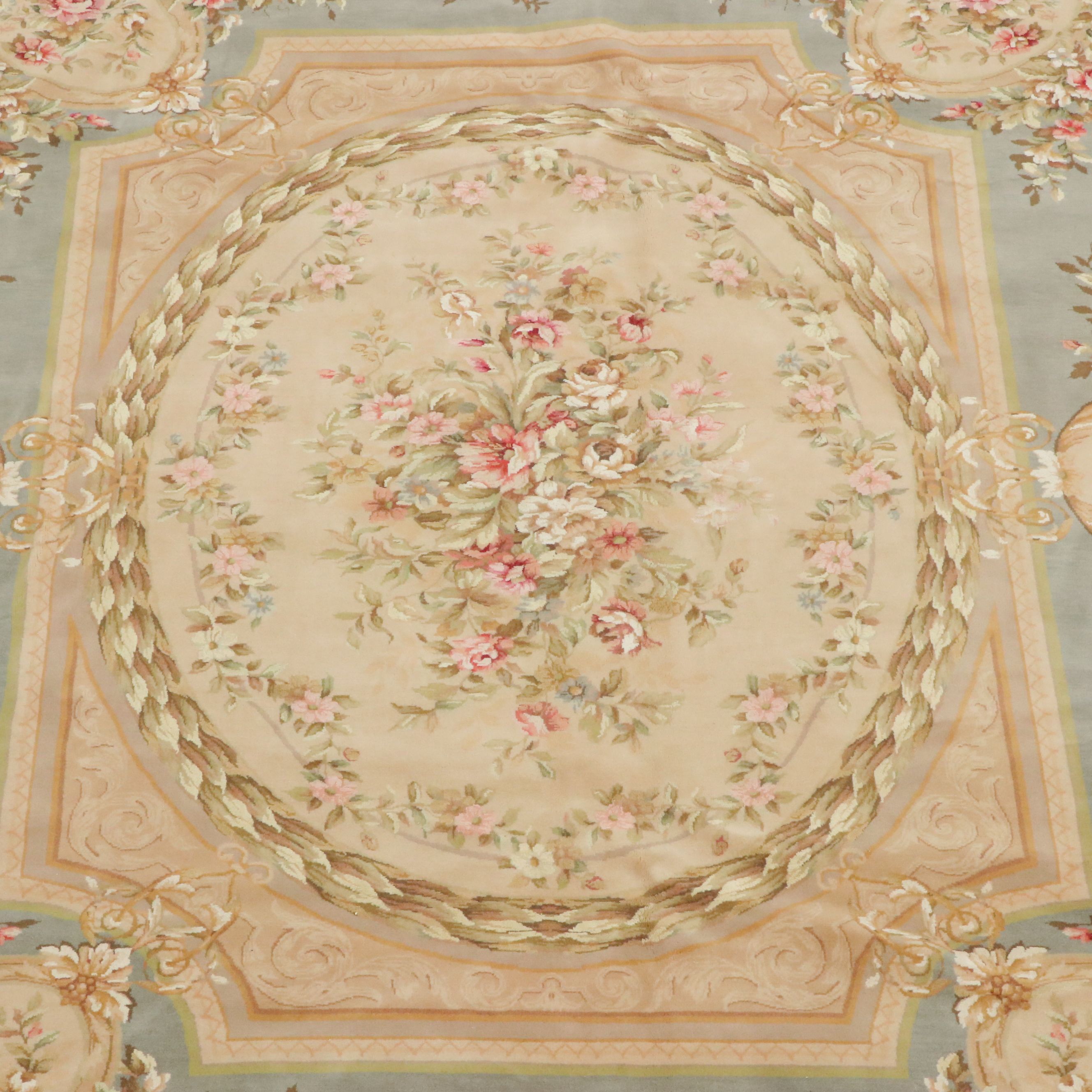 8' x 9'11 Hand-Knotted Aubusson Style Area Rug