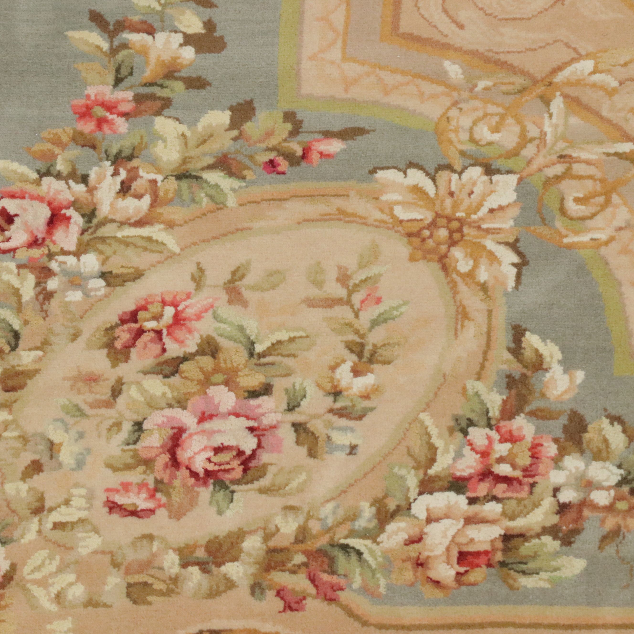 8' x 9'11 Hand-Knotted Aubusson Style Area Rug
