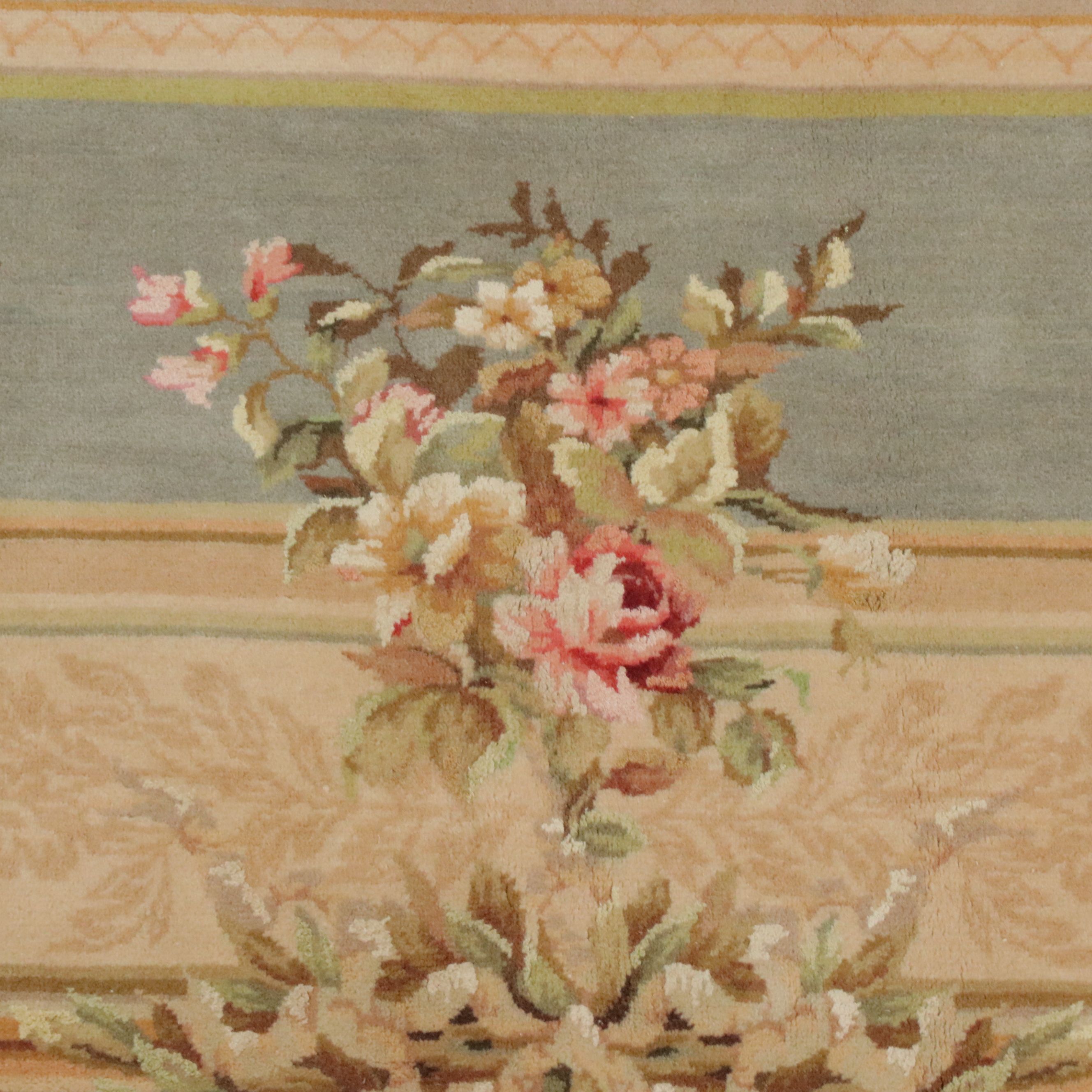 8' x 9'11 Hand-Knotted Aubusson Style Area Rug