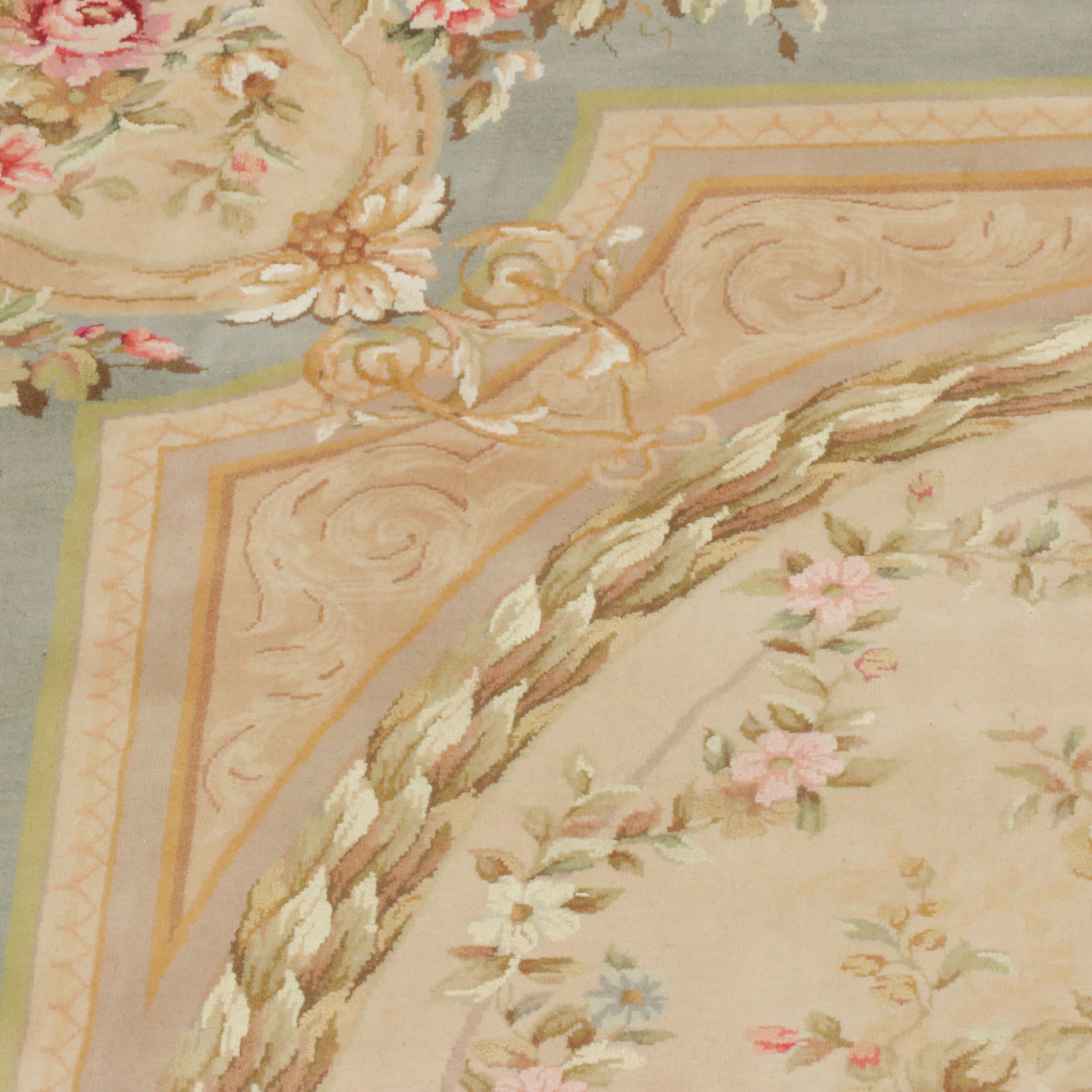 8' x 9'11 Hand-Knotted Aubusson Style Area Rug