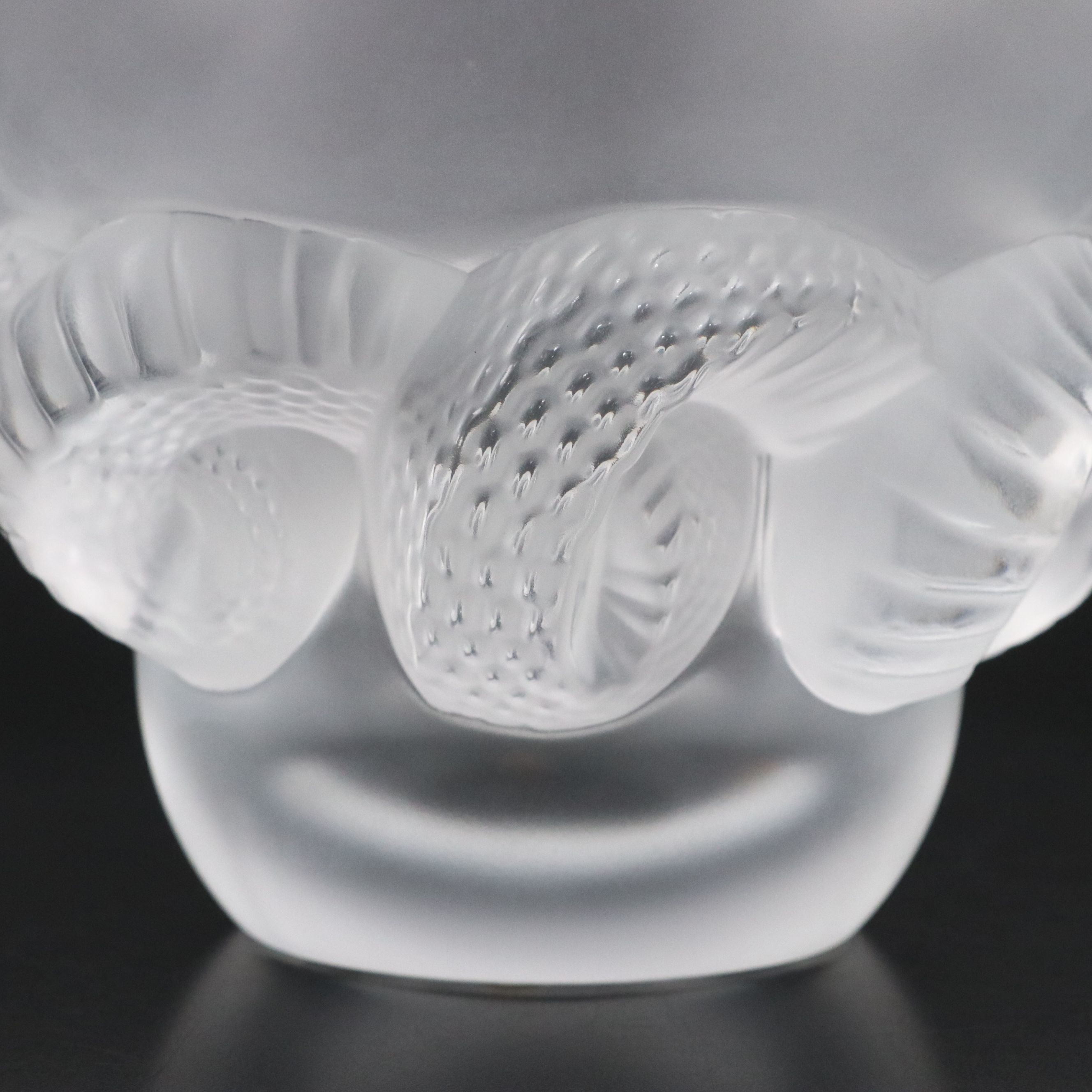 Lalique "Ram's Horn" Frosted Crystal Vase, circa 2000