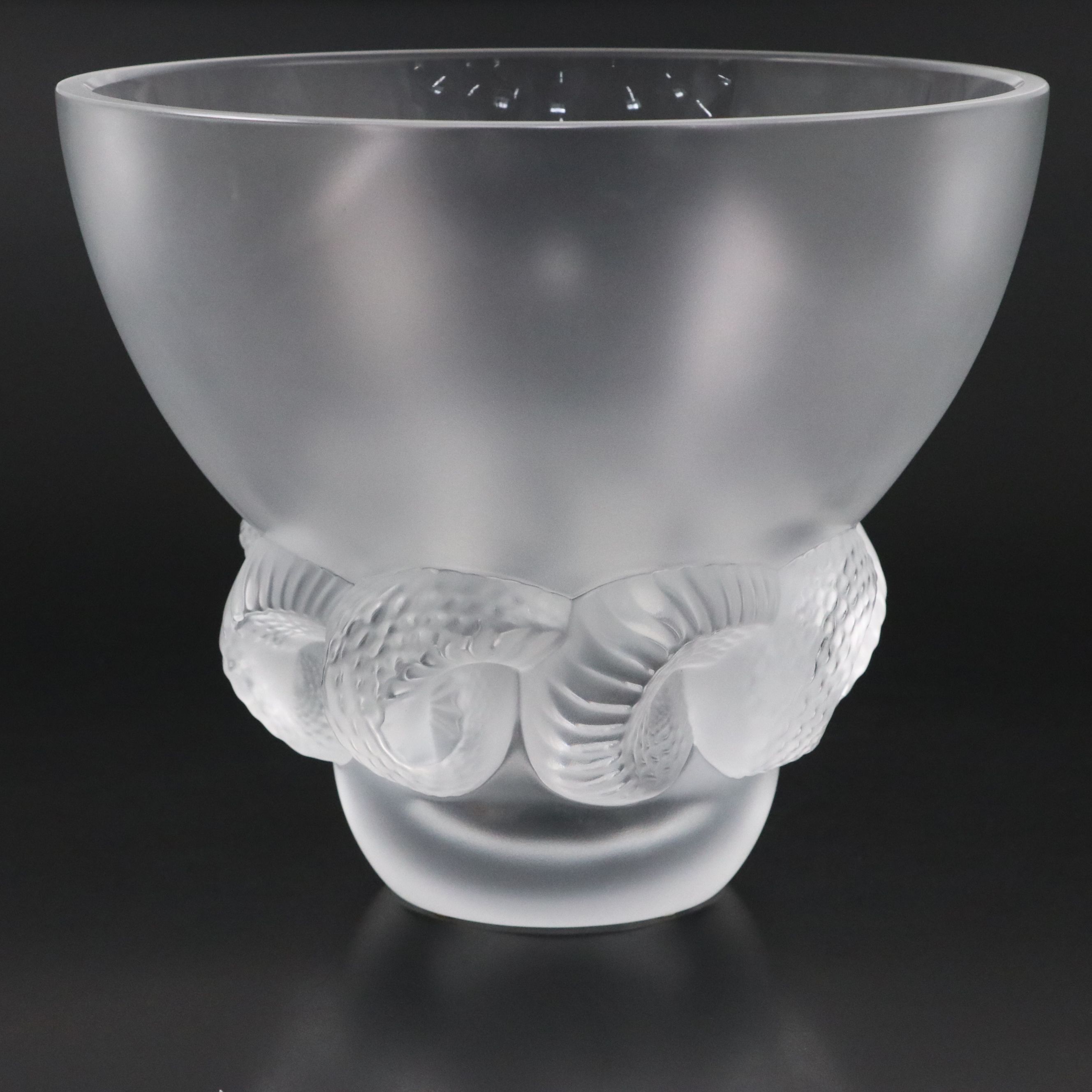 Lalique "Ram's Horn" Frosted Crystal Vase, circa 2000
