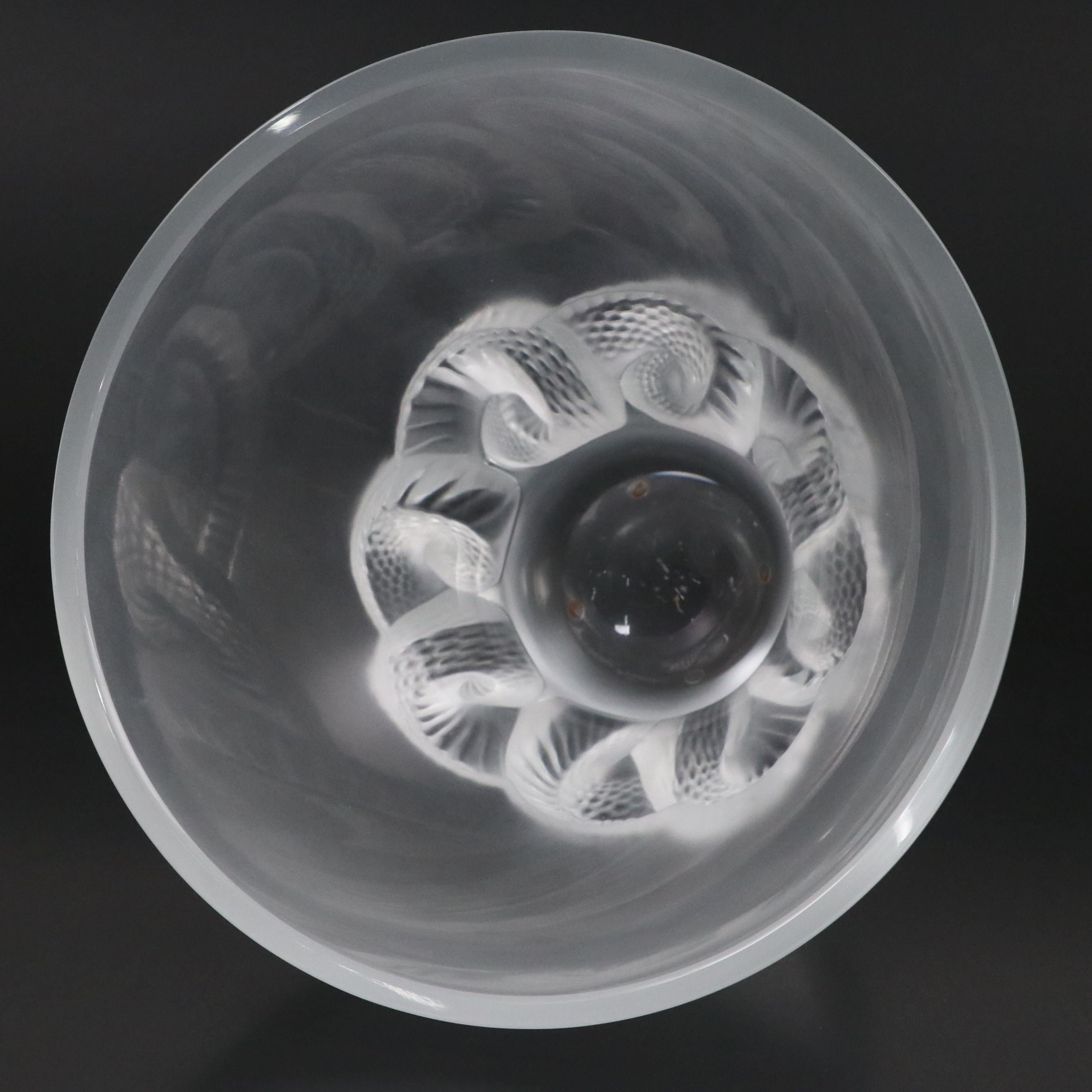 Lalique "Ram's Horn" Frosted Crystal Vase, circa 2000