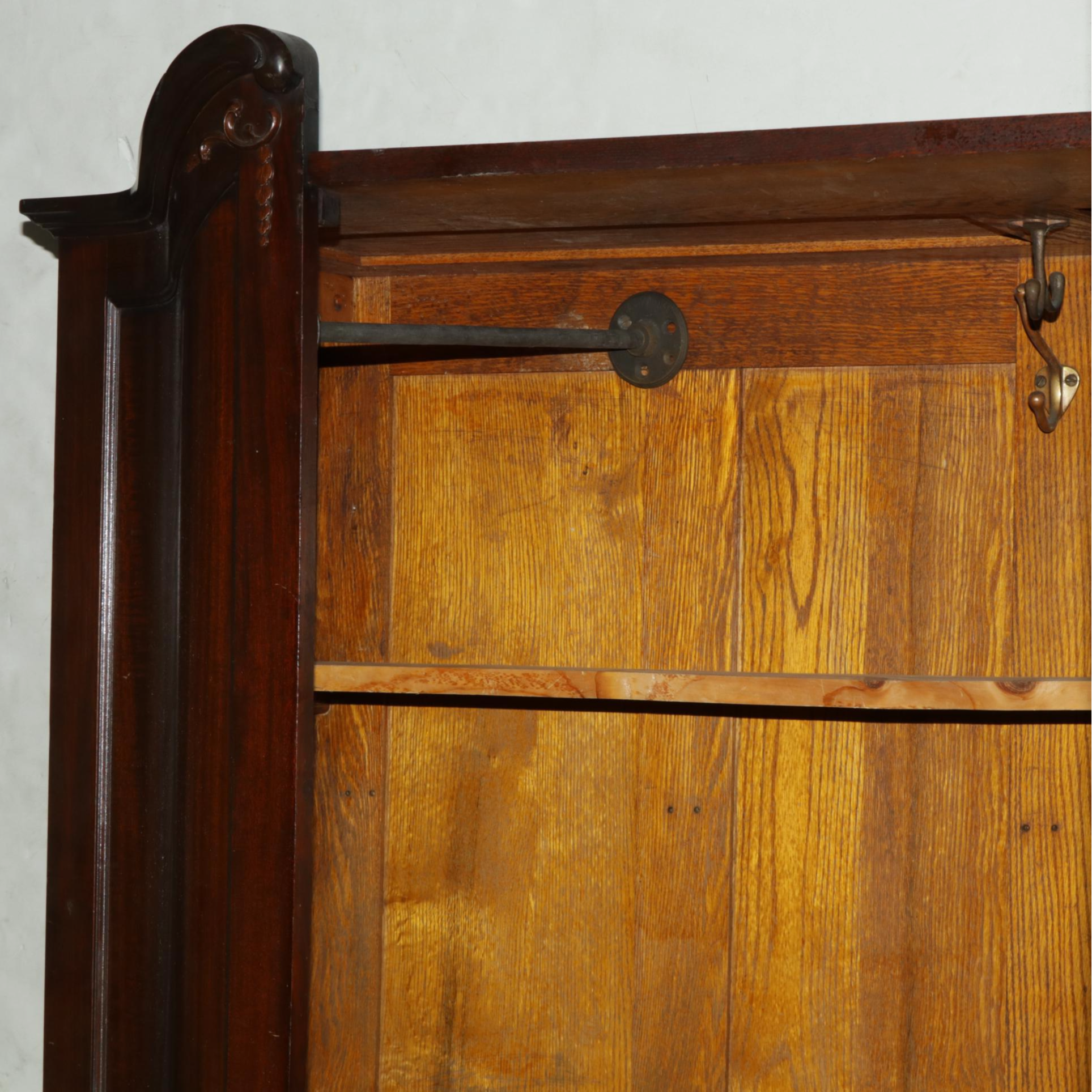 Carved Louis XV Style Mahogany Armoire with Mirrored Door, Early 20th Century