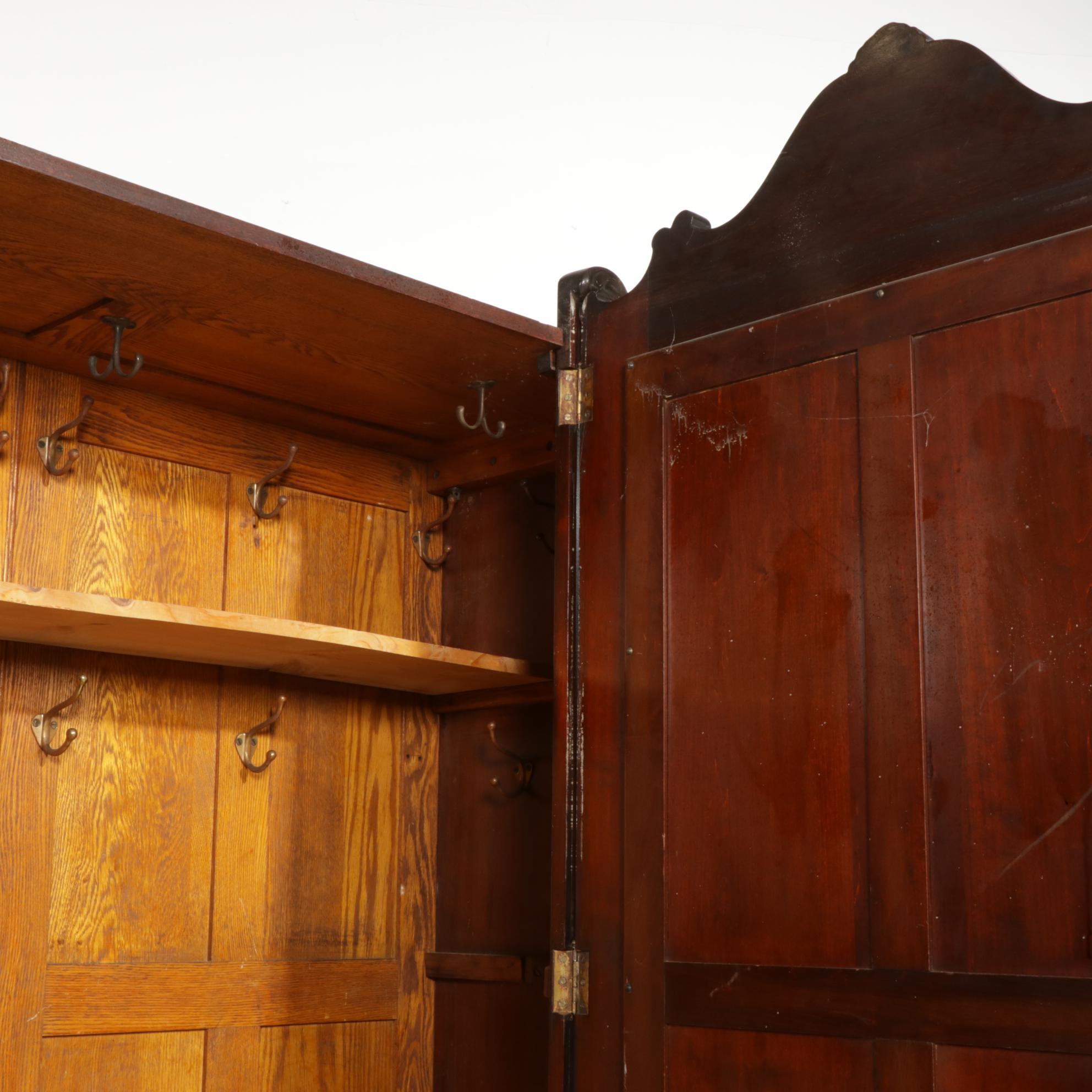 Carved Louis XV Style Mahogany Armoire with Mirrored Door, Early 20th Century