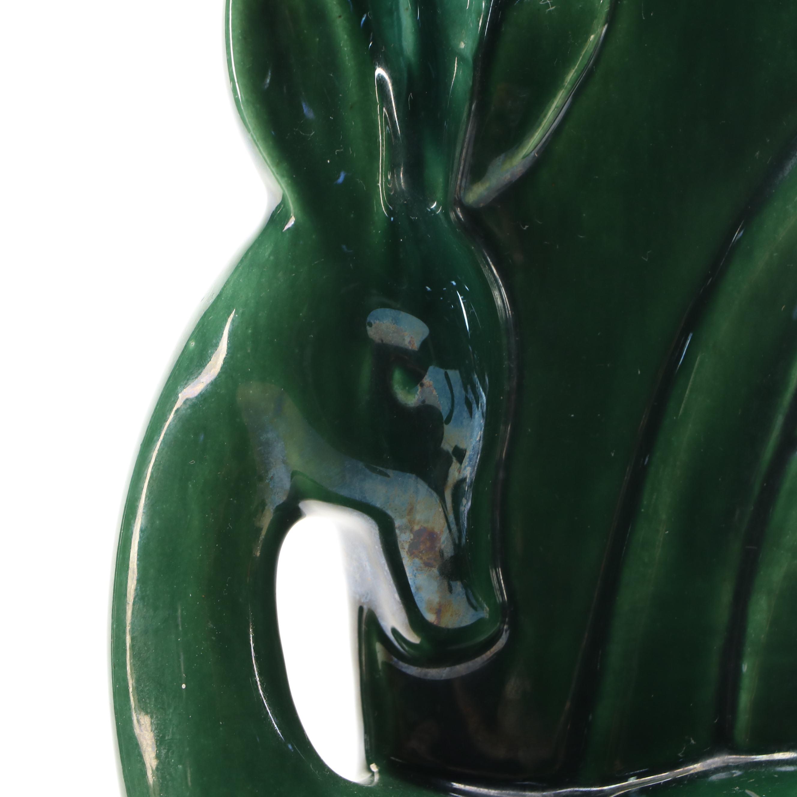 Royal Haeger Ceramic Gazelle Vases in Blue Green Drip Glaze, Mid to Late 20th C.