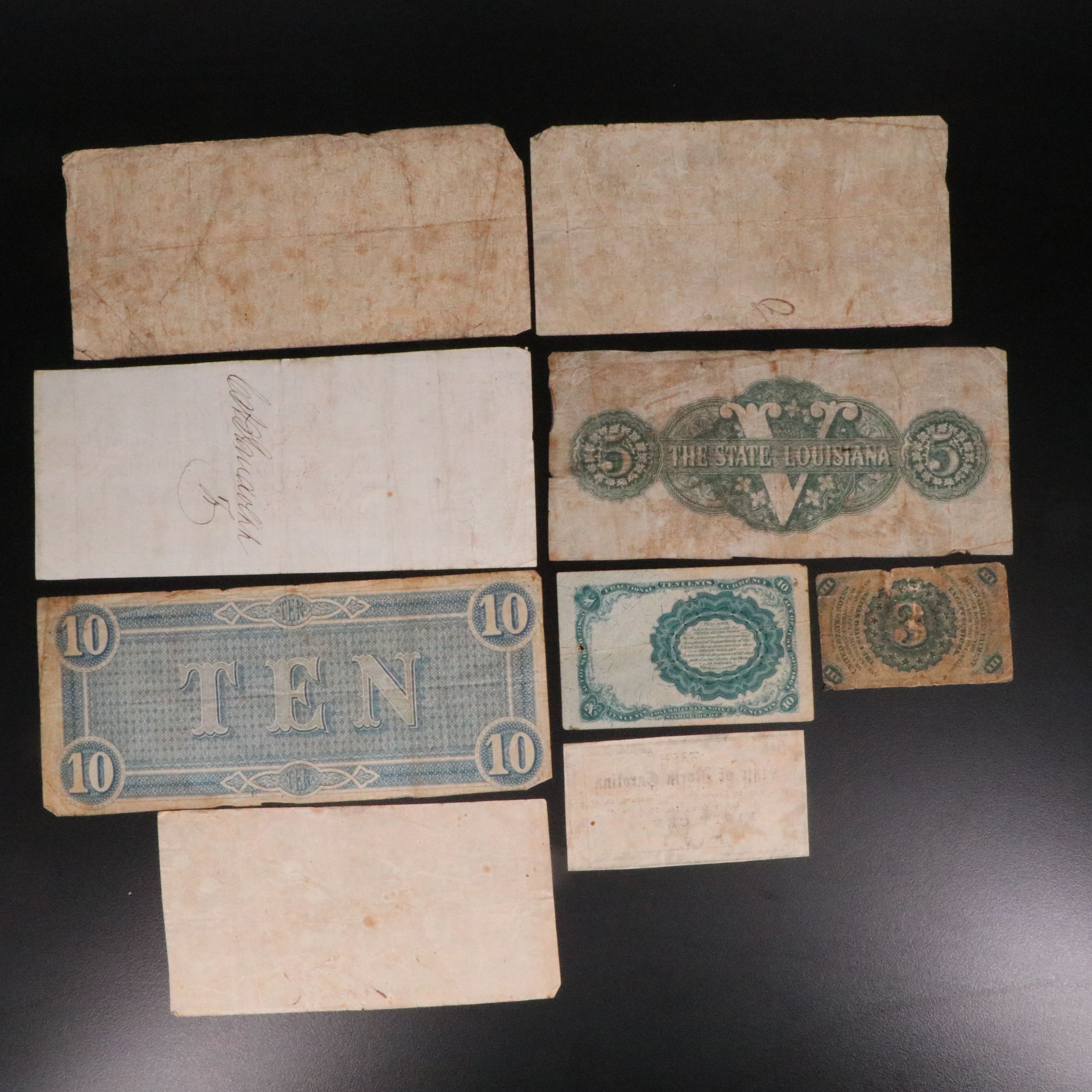 Nine Civil War era Obsolete Currency Notes
