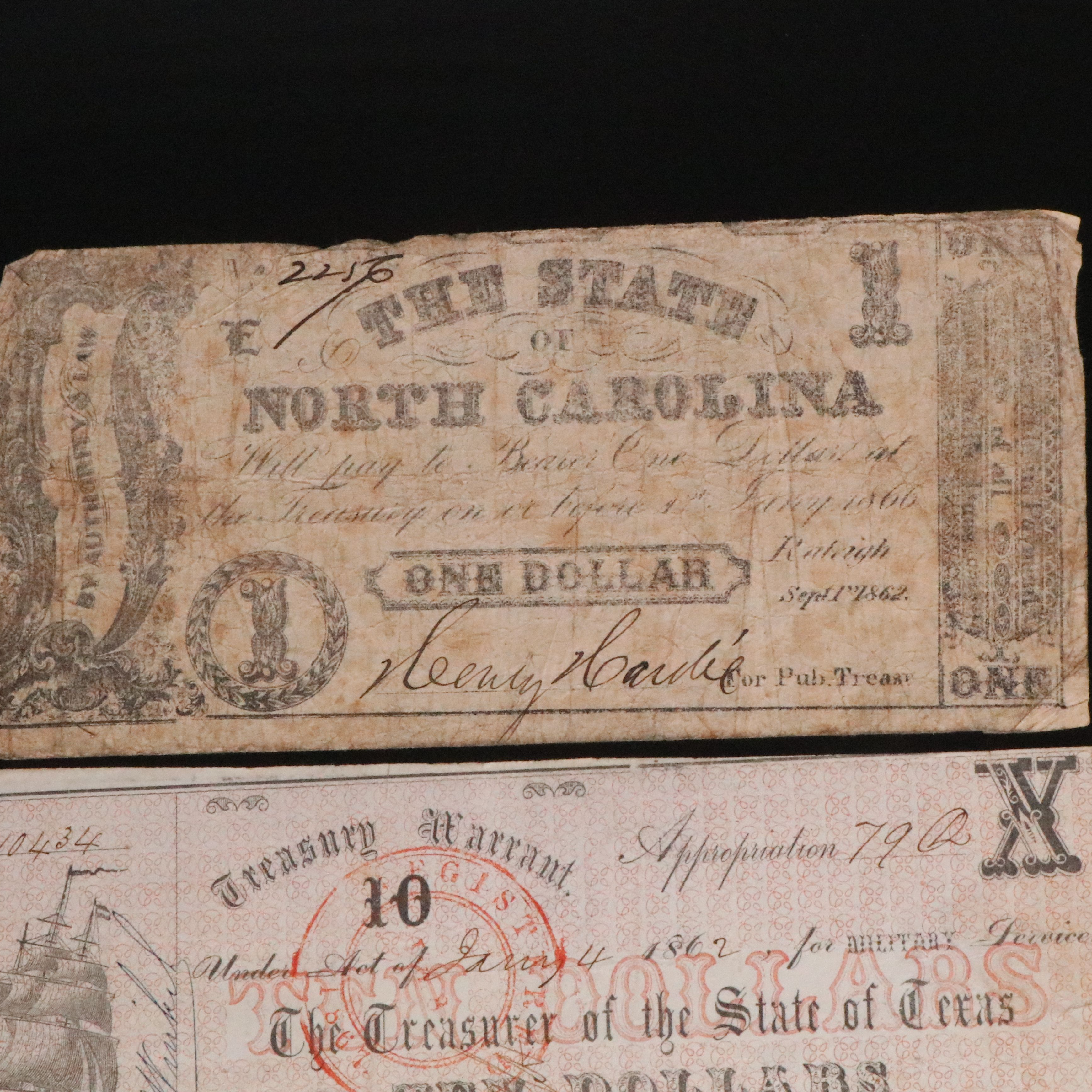 Nine Civil War era Obsolete Currency Notes