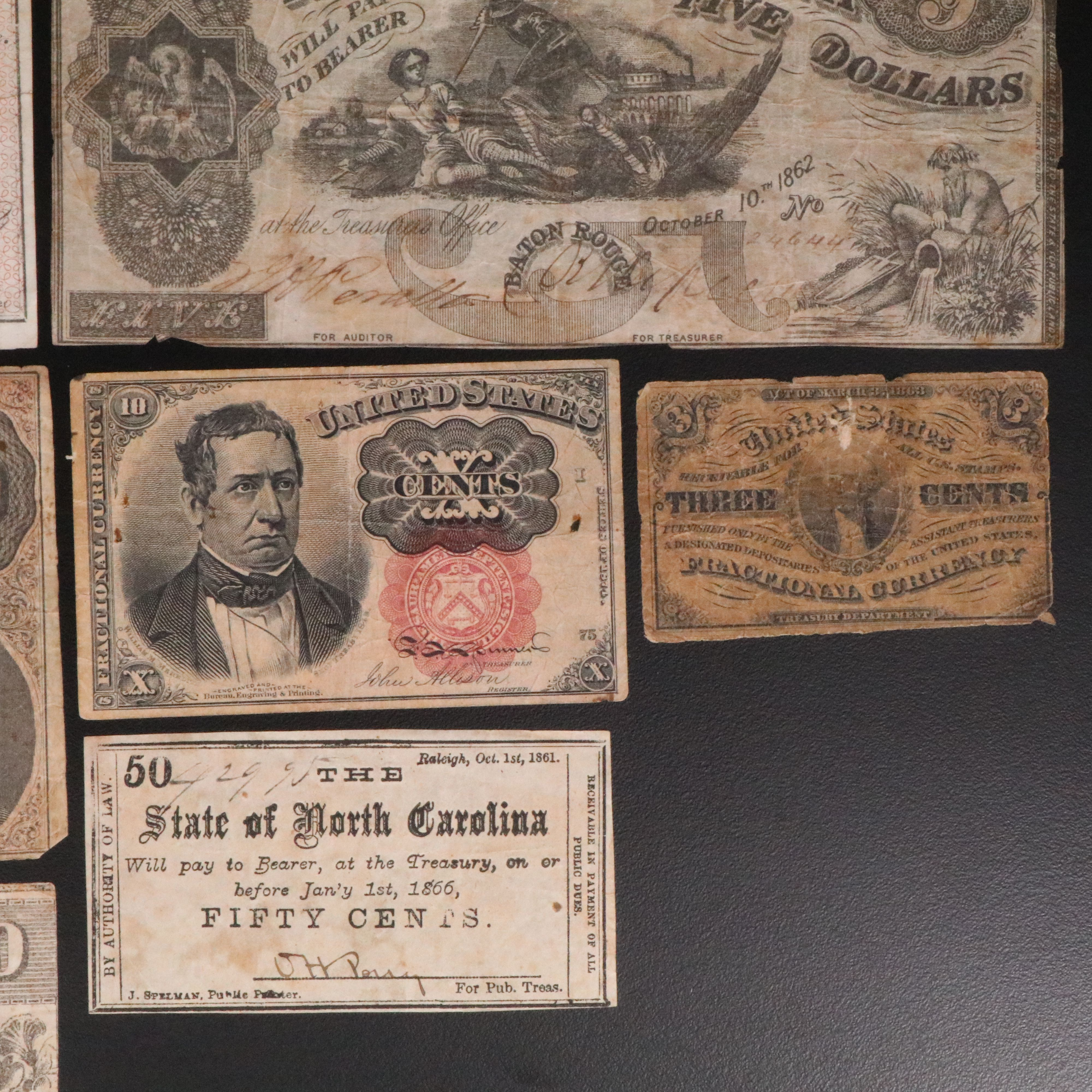 Nine Civil War era Obsolete Currency Notes