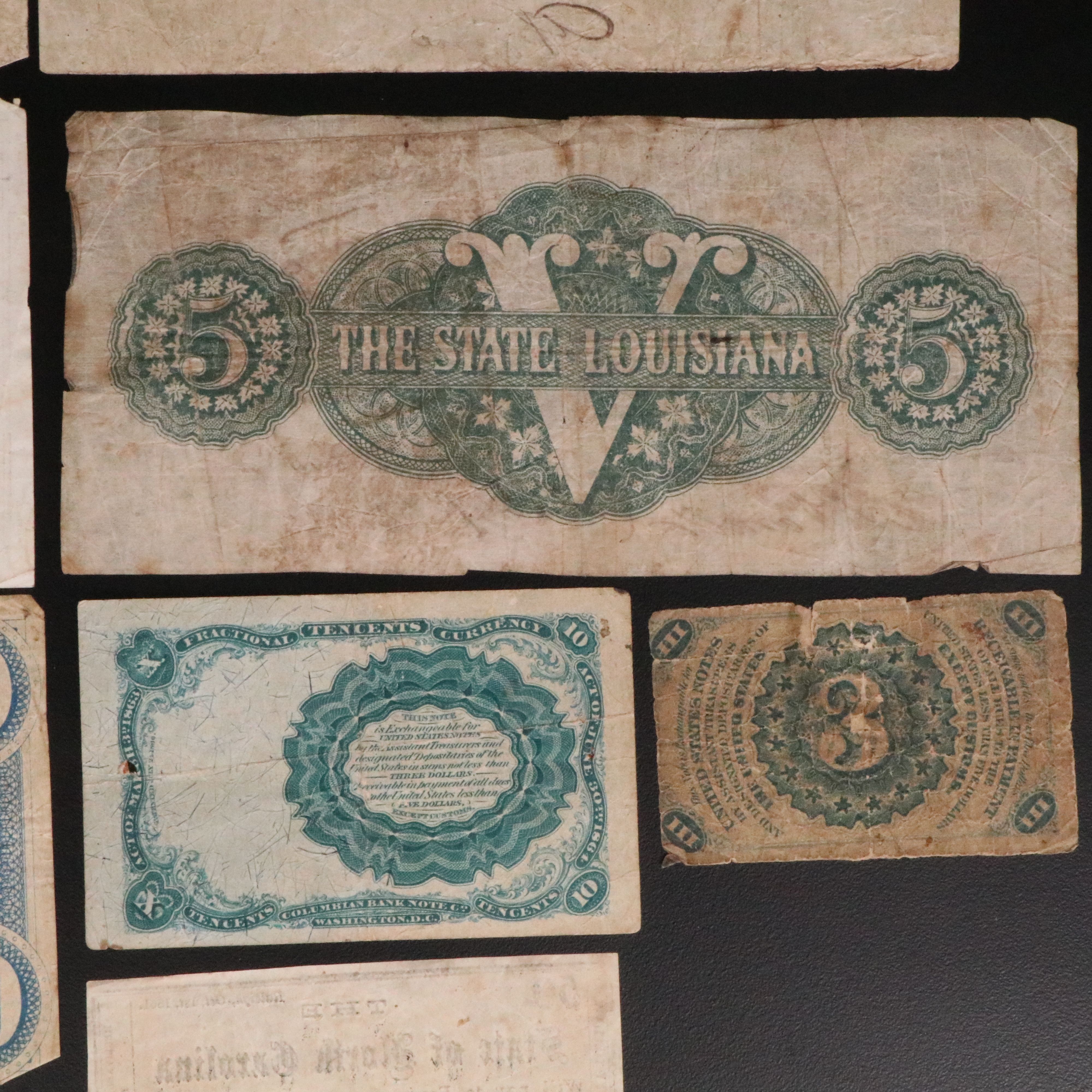 Nine Civil War era Obsolete Currency Notes