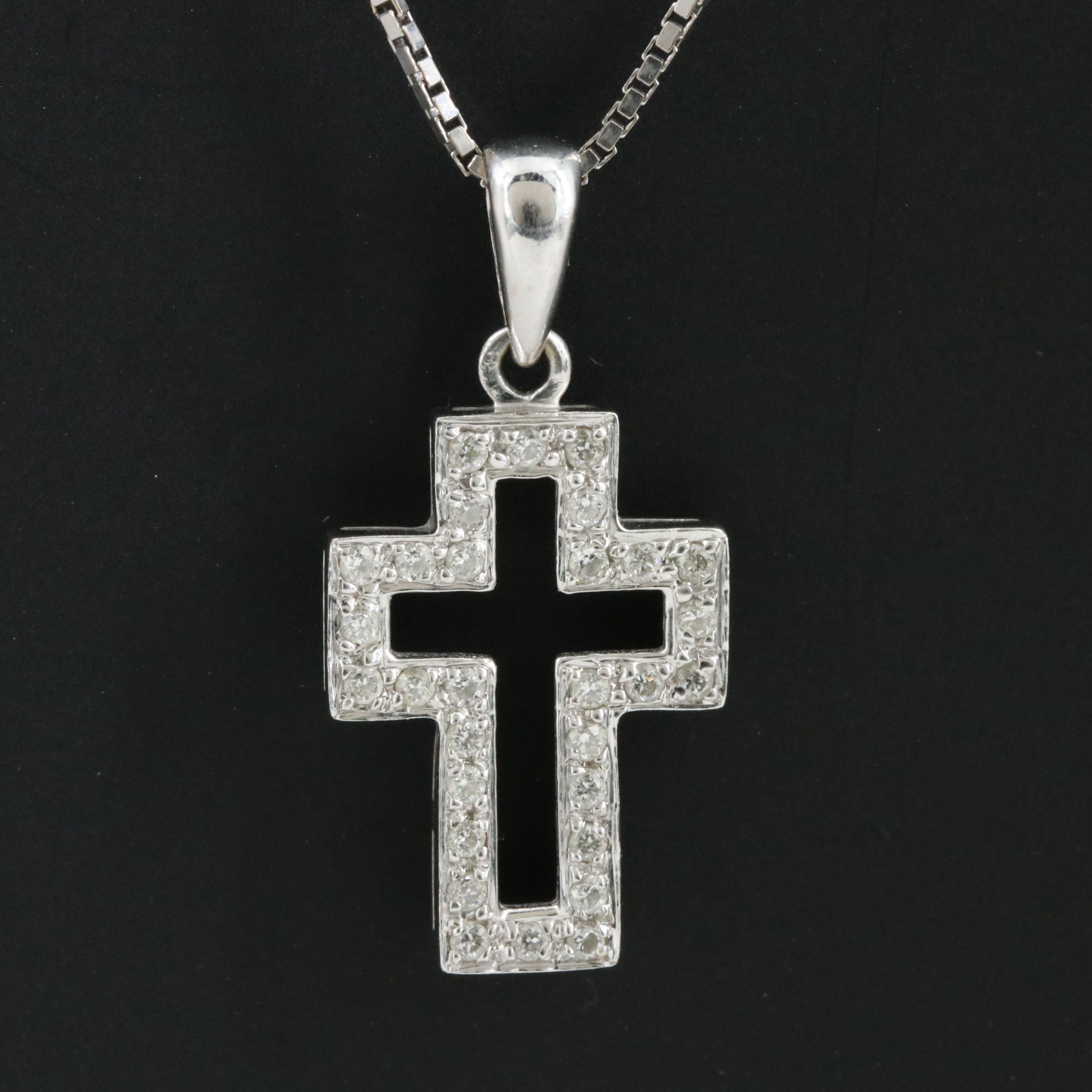 14K 0.22 CTW Diamond Cross Pendant Necklace