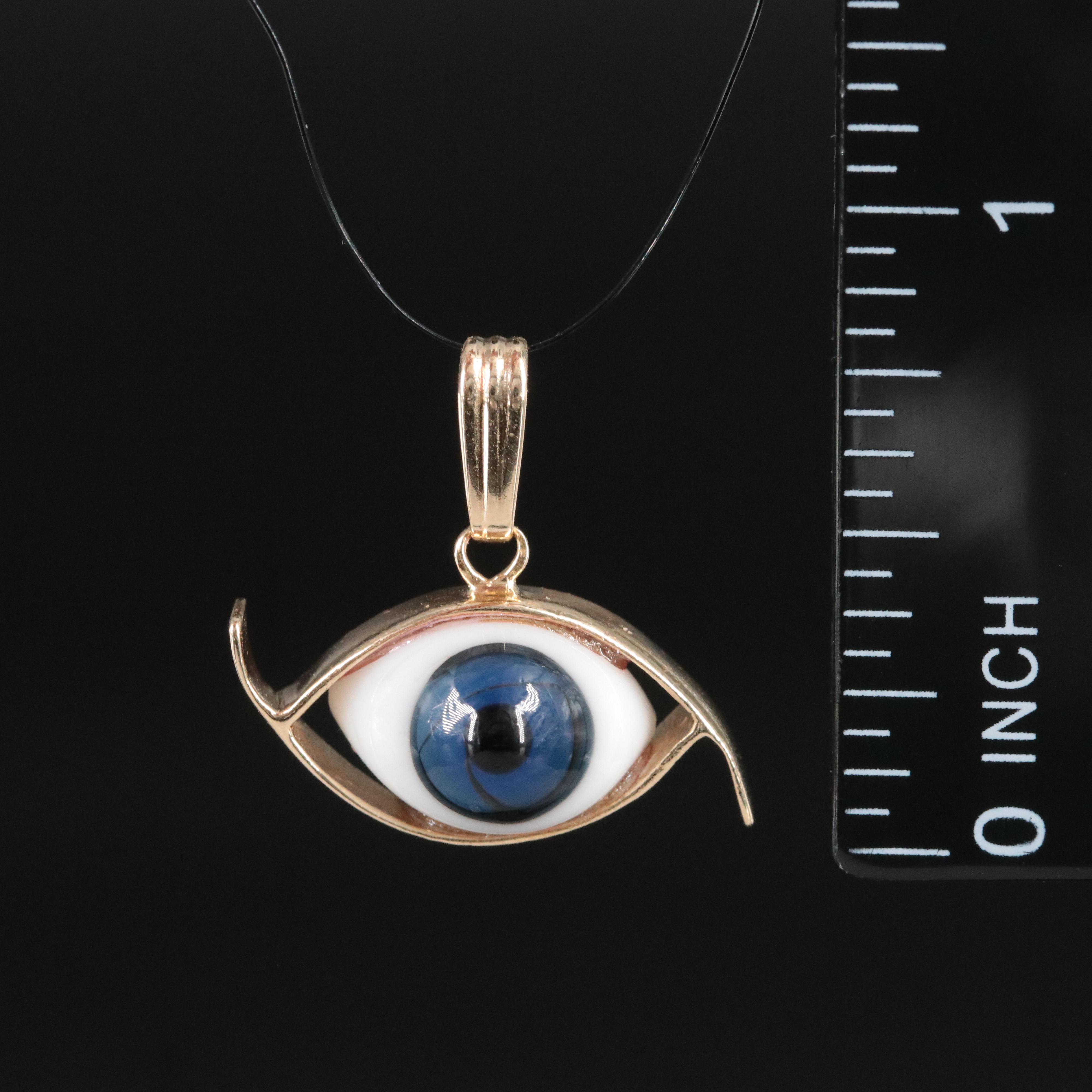 14K Glass Evil Eye Pendant