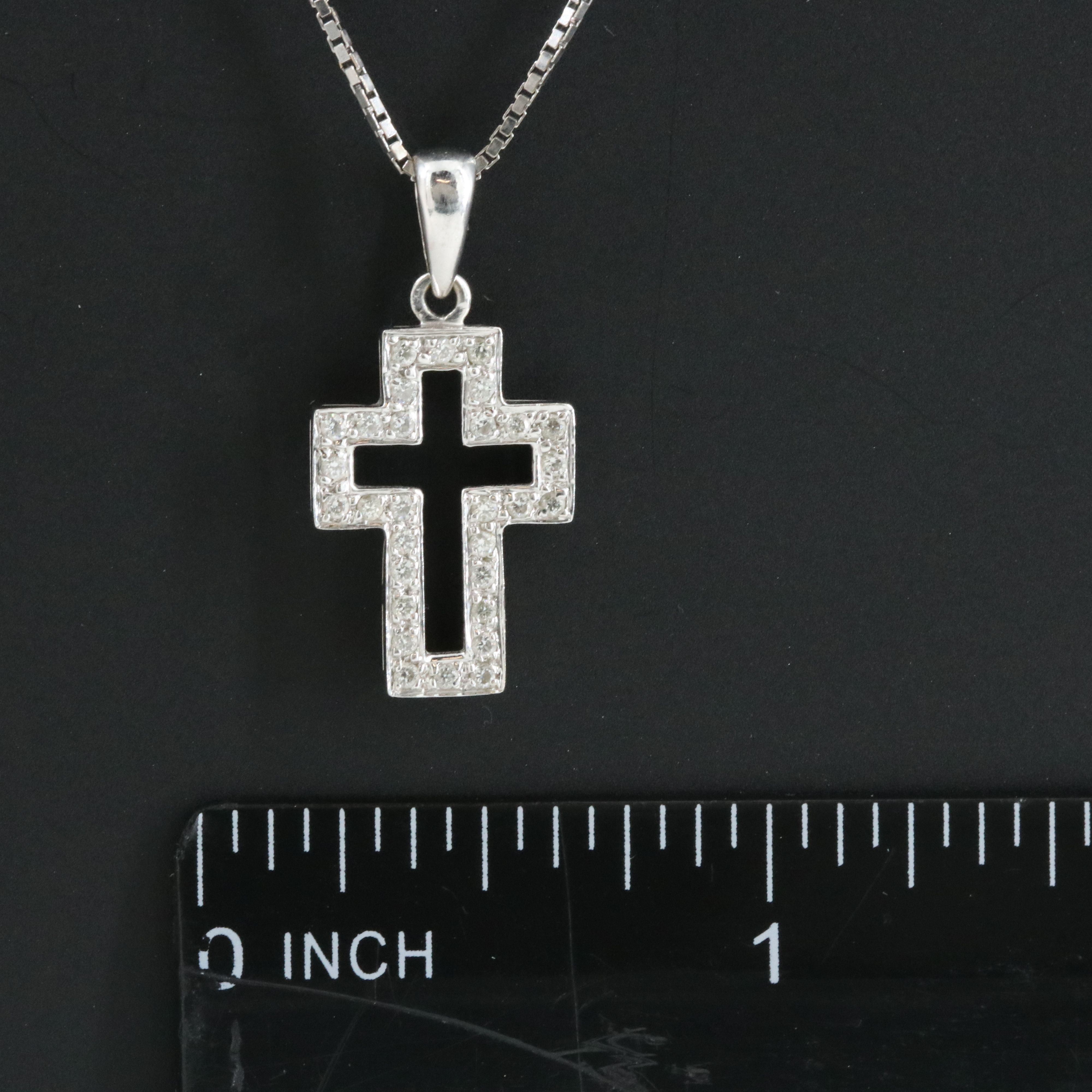 14K 0.22 CTW Diamond Cross Pendant Necklace
