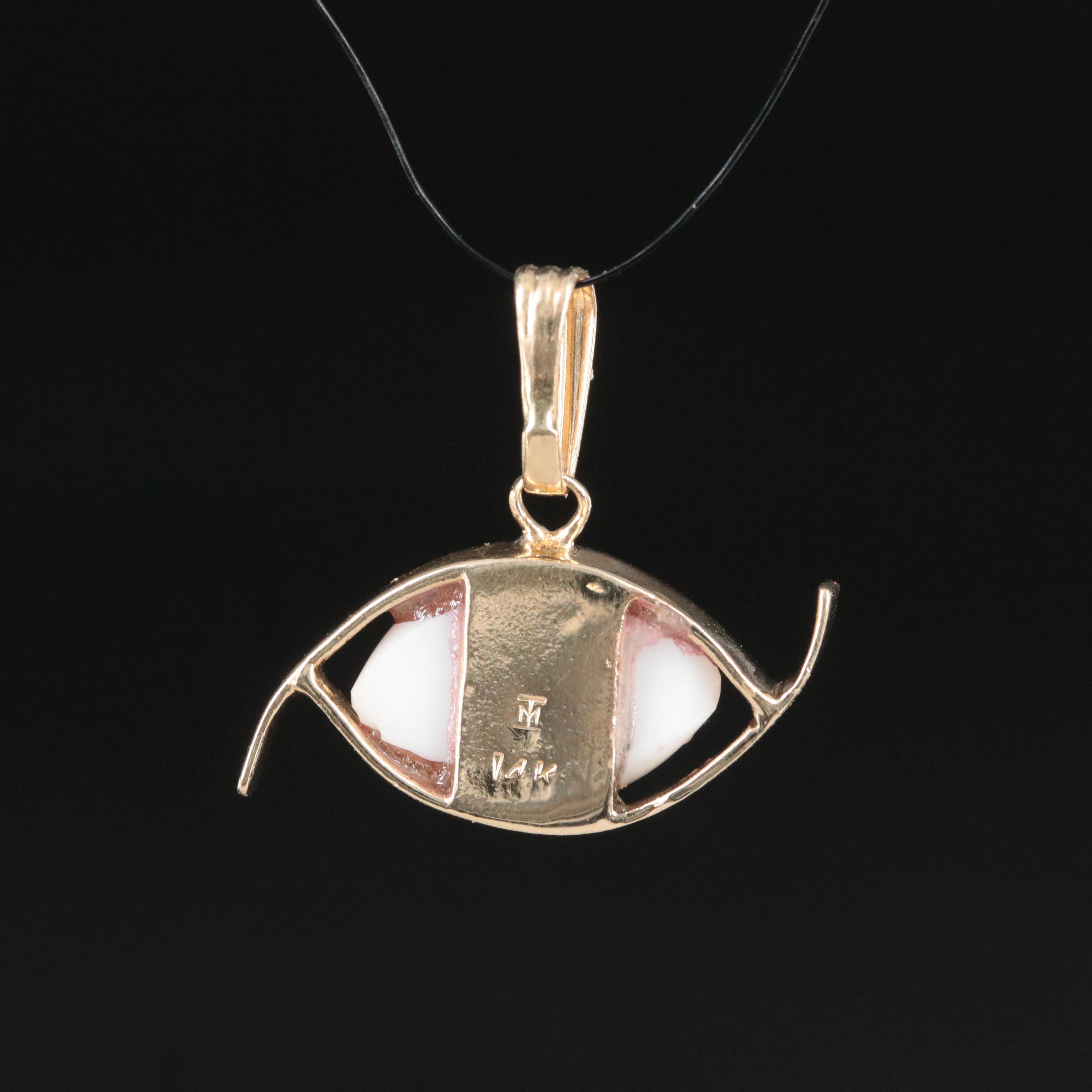 14K Glass Evil Eye Pendant