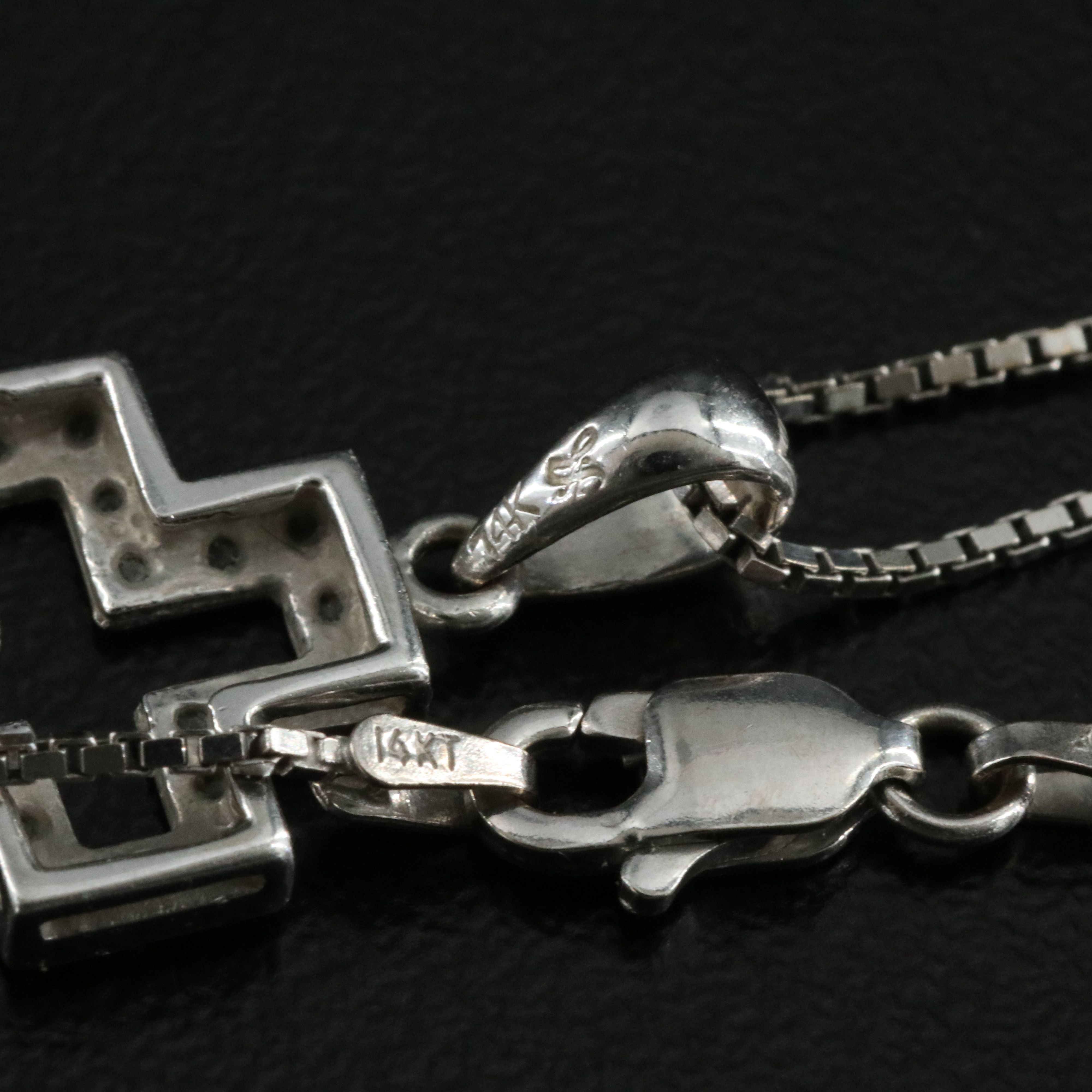 14K 0.22 CTW Diamond Cross Pendant Necklace