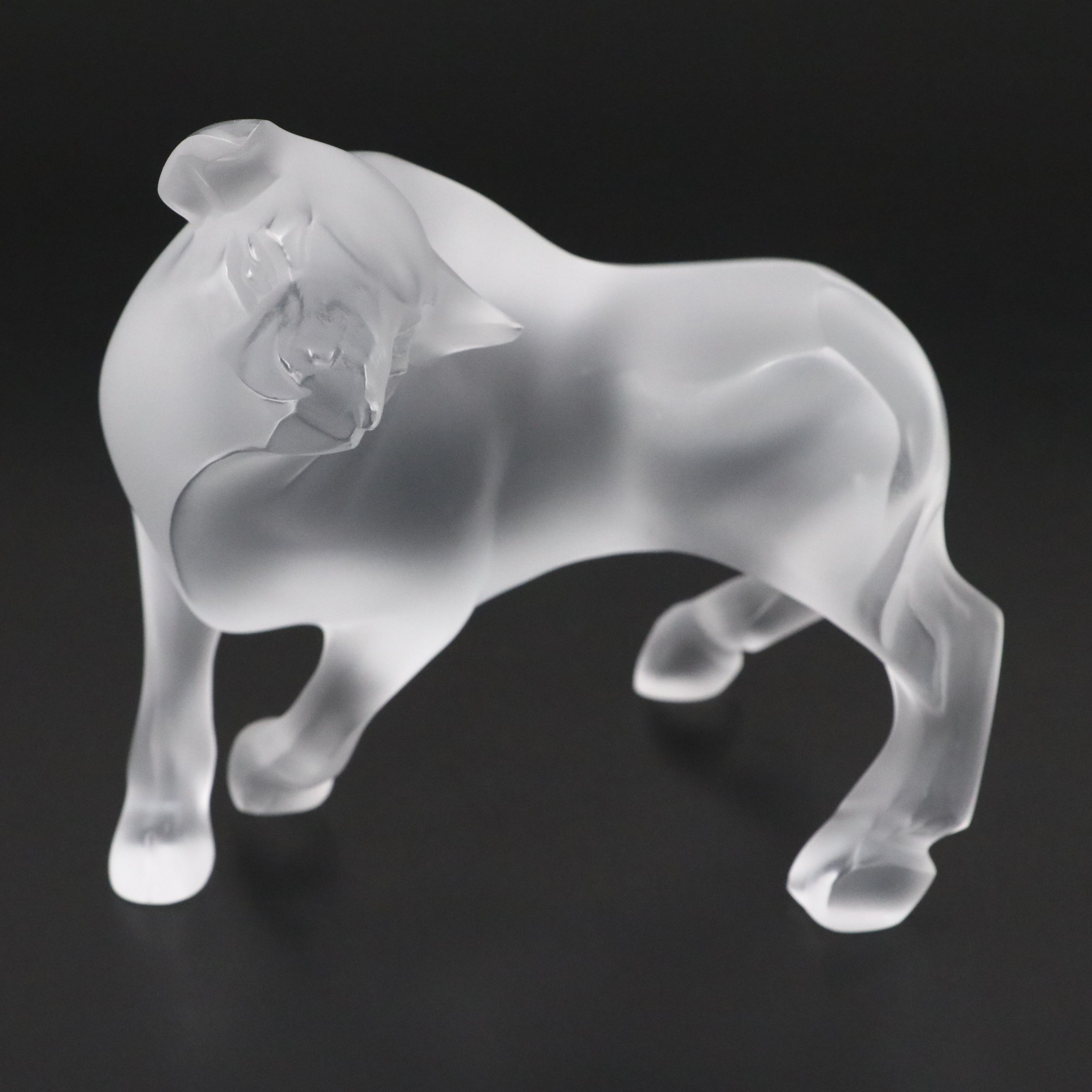 Lalique "Vuelta Taureau" Frosted Crystal Bull Figurine