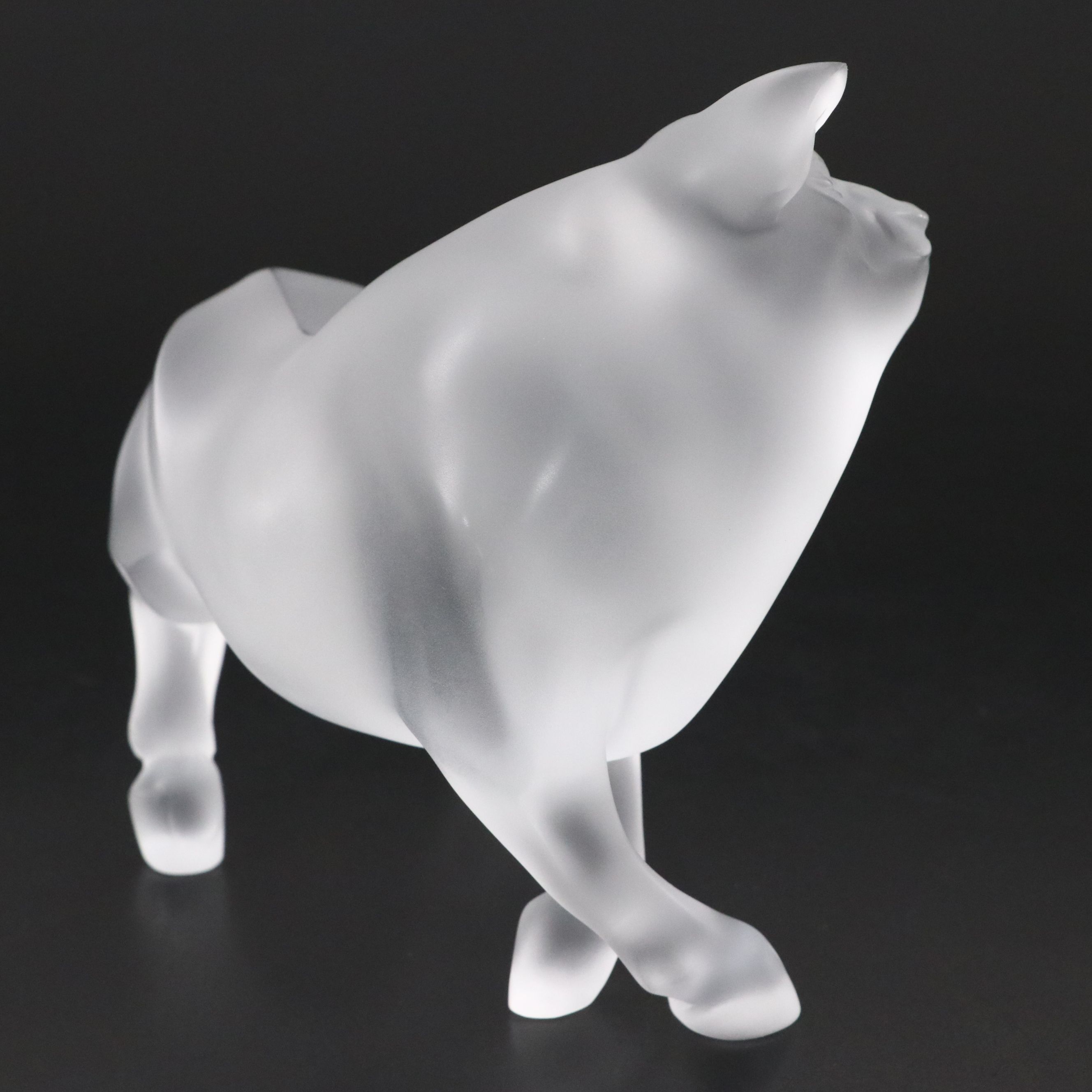 Lalique "Vuelta Taureau" Frosted Crystal Bull Figurine