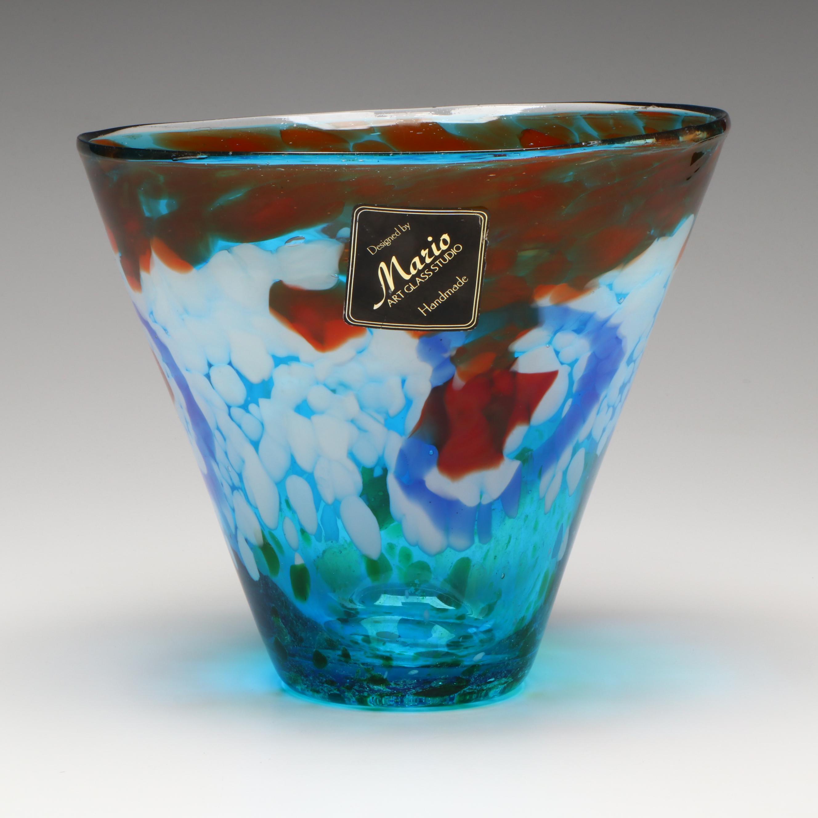 Mario Art Glass Studio Vase