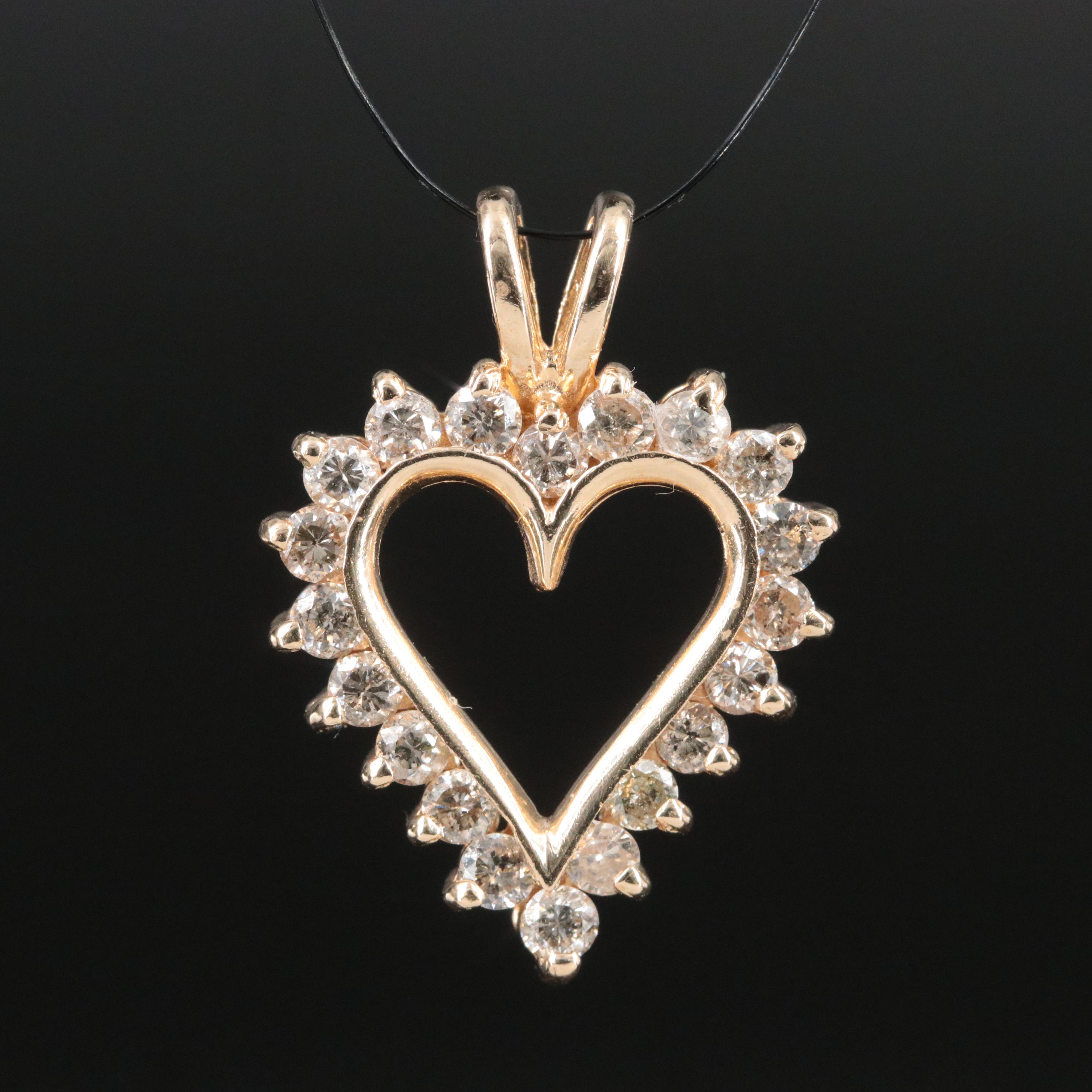 14K 1.00 CTW Diamond Heart Pendant
