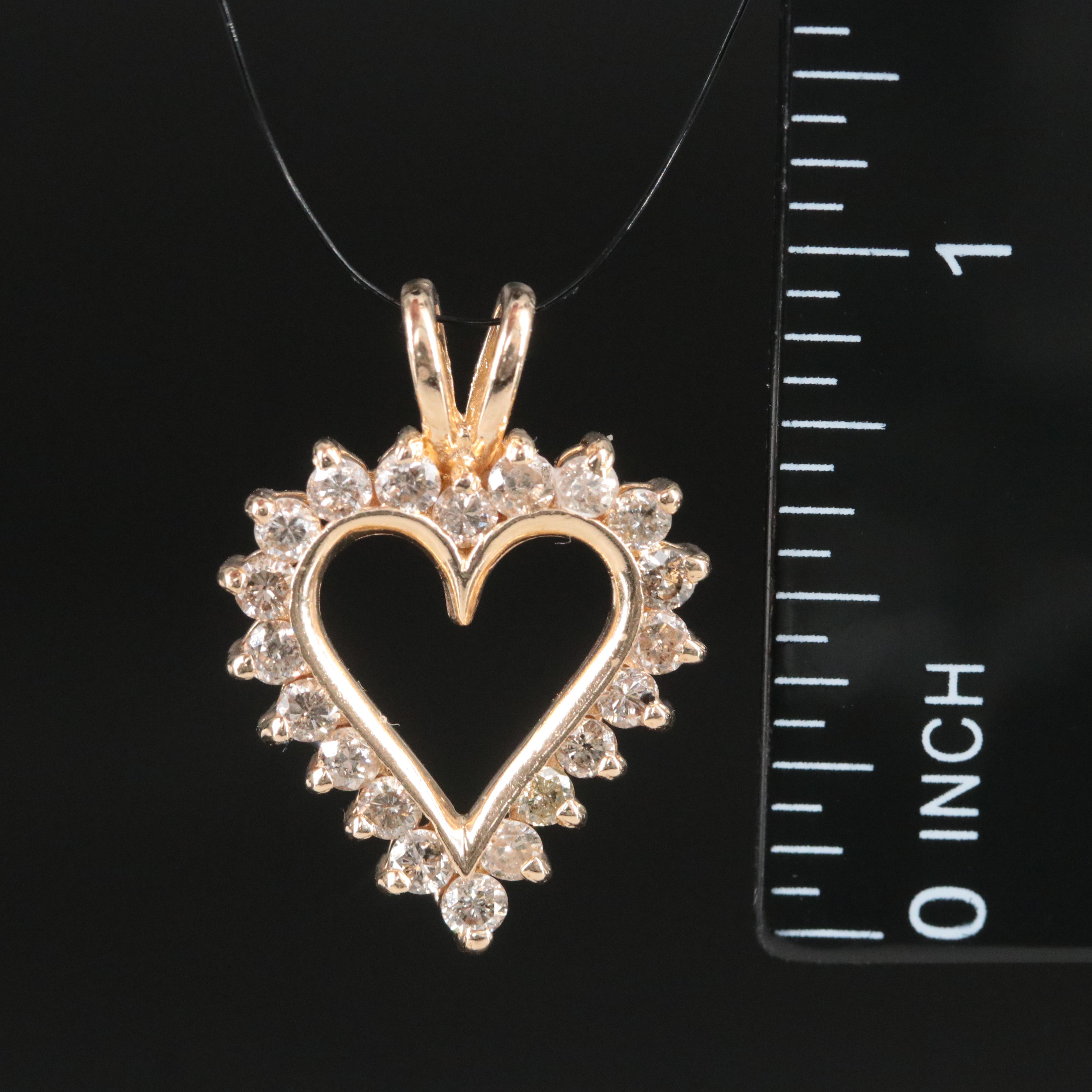 14K 1.00 CTW Diamond Heart Pendant
