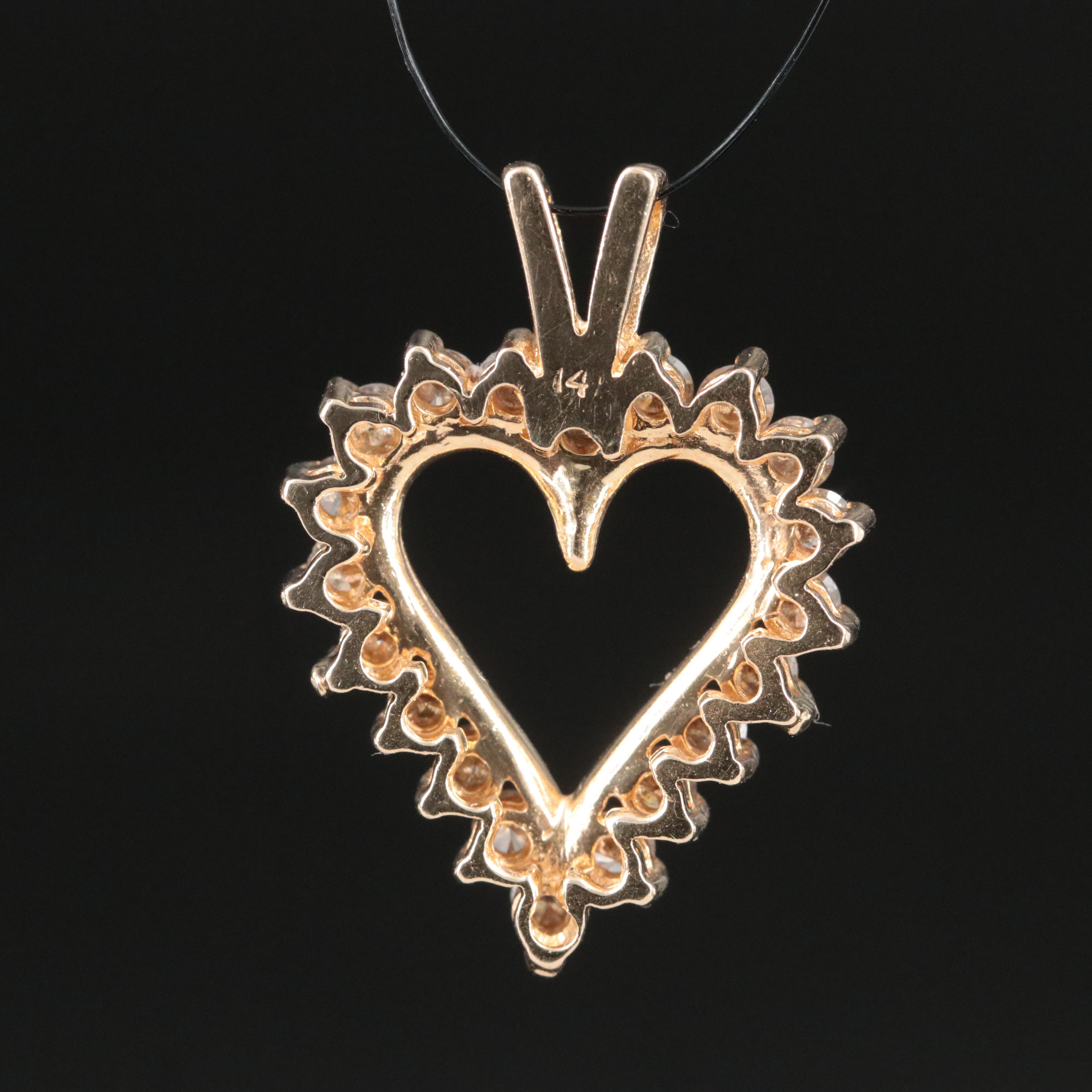 14K 1.00 CTW Diamond Heart Pendant