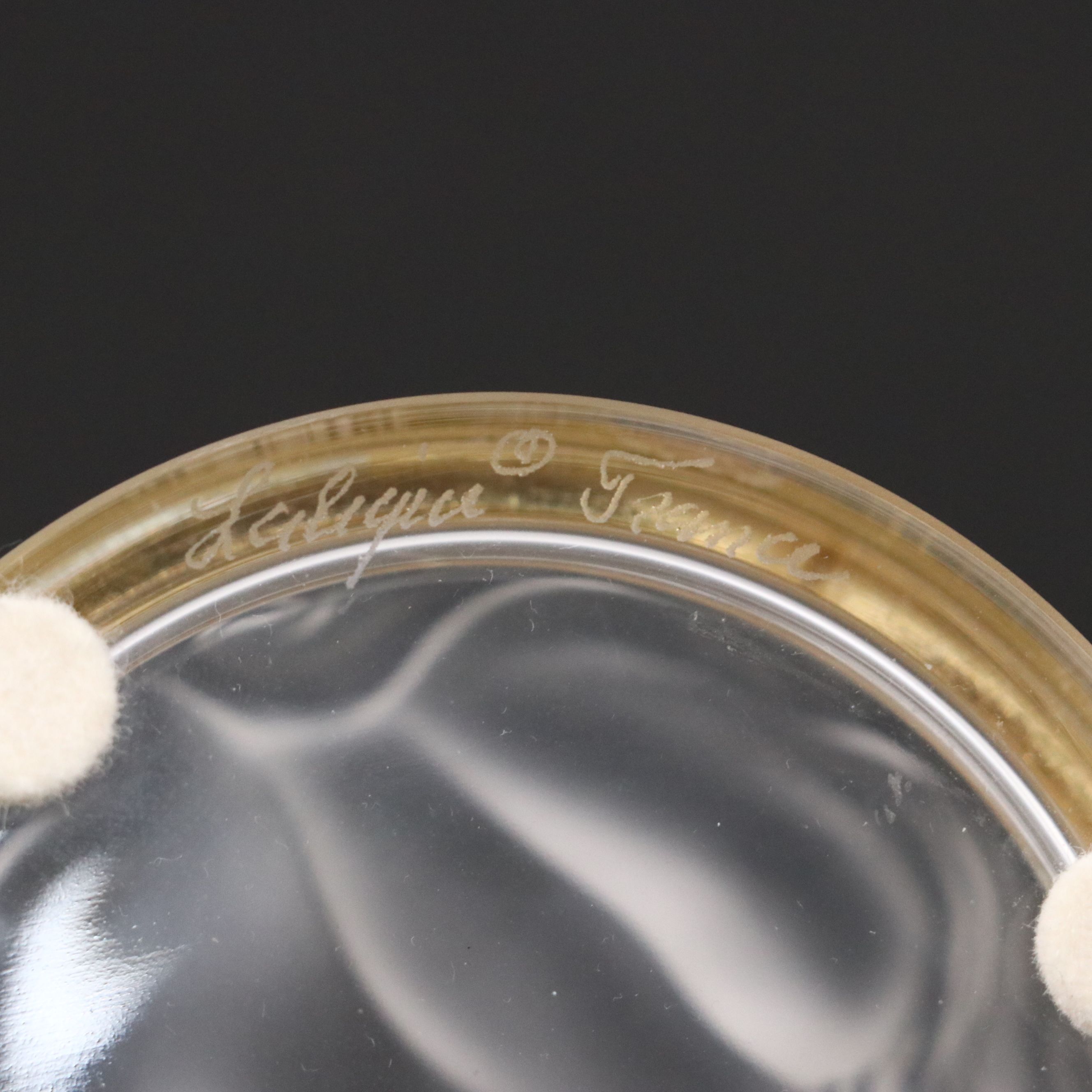 Lalique "Daphne" Frosted Crystal Powder Box with Hinged Lid