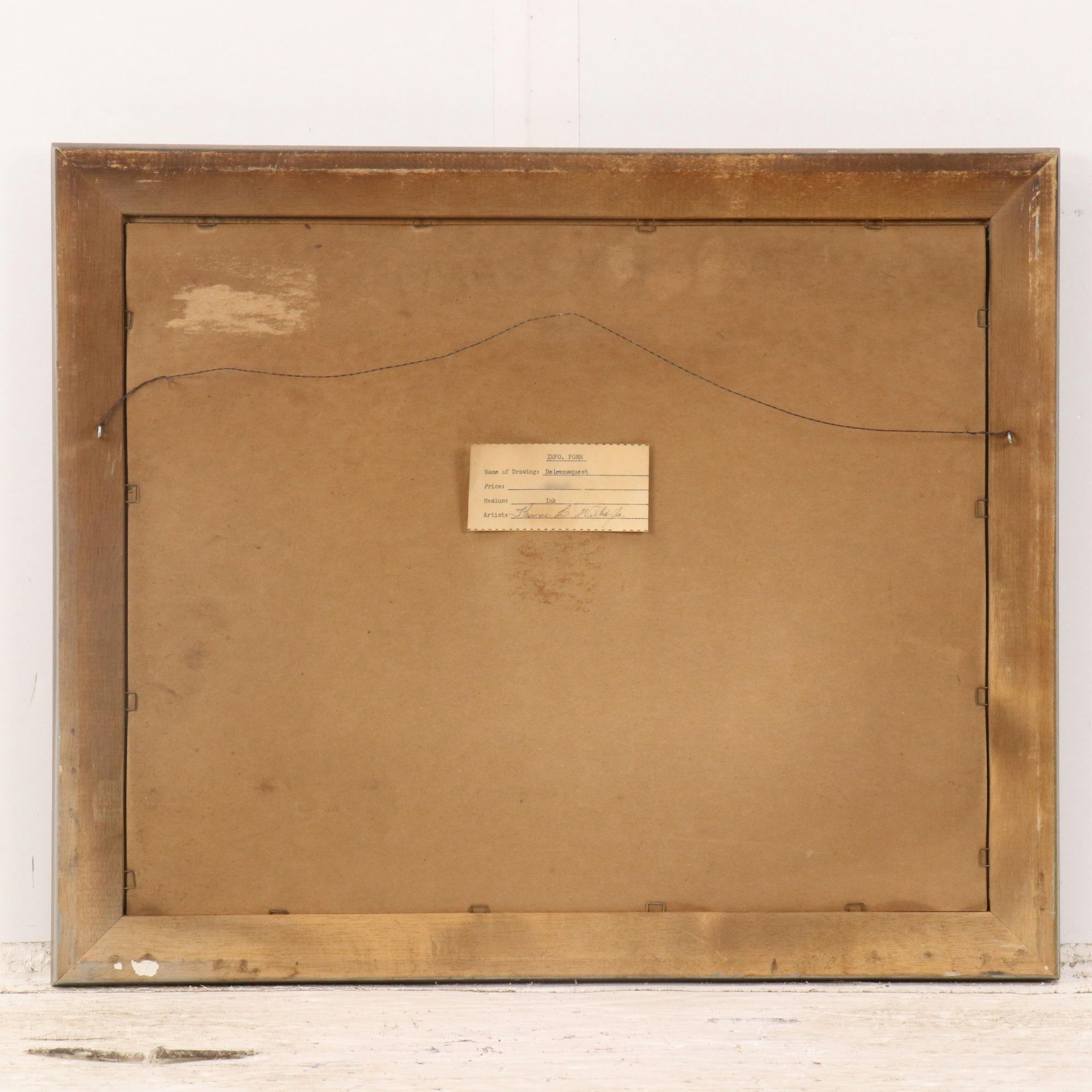 Thomas L. Willispie Canyon Landscaoe Ink Drawing with Horse, 1987