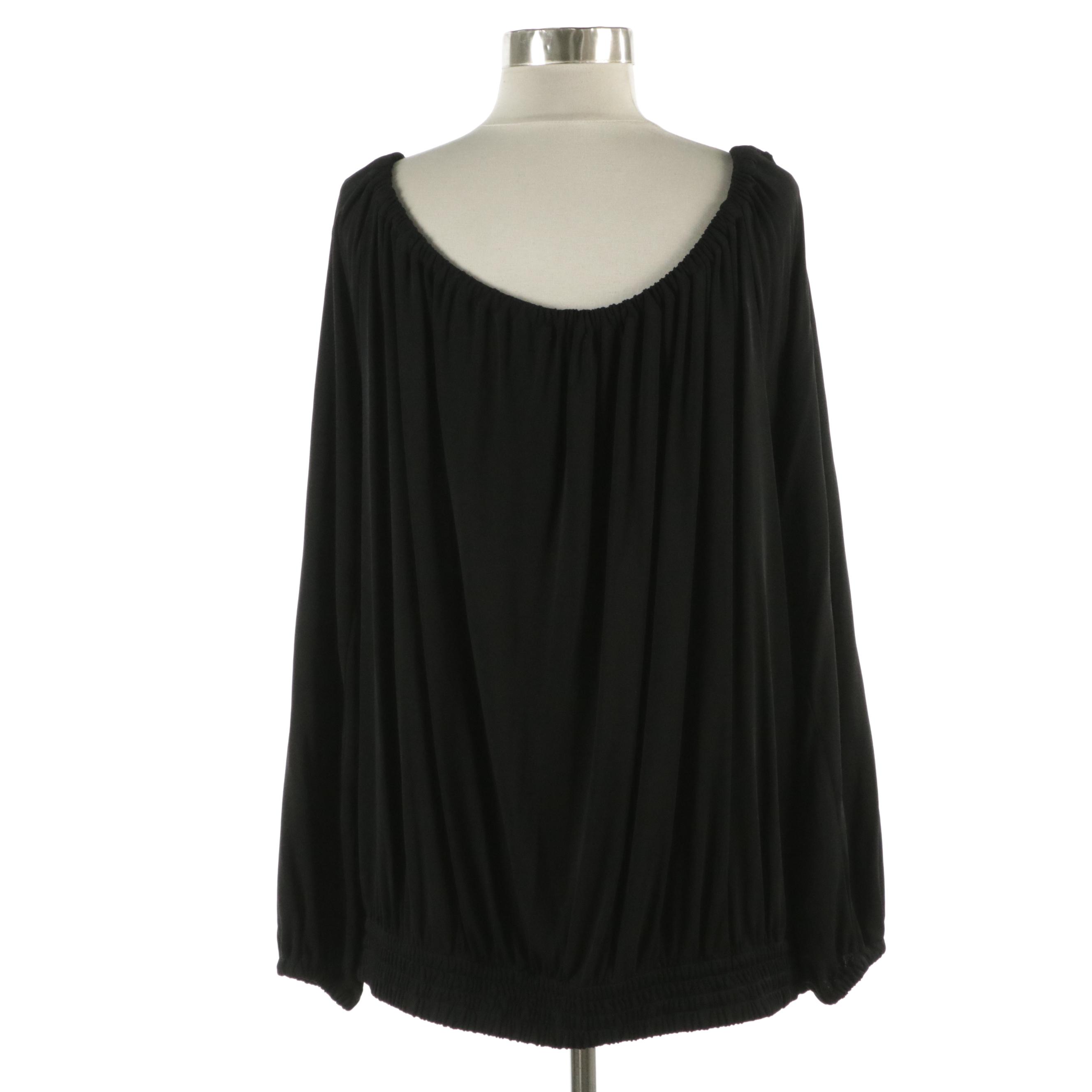 Michael Kors Black Long Sleeve Top with Drawstring Neckline