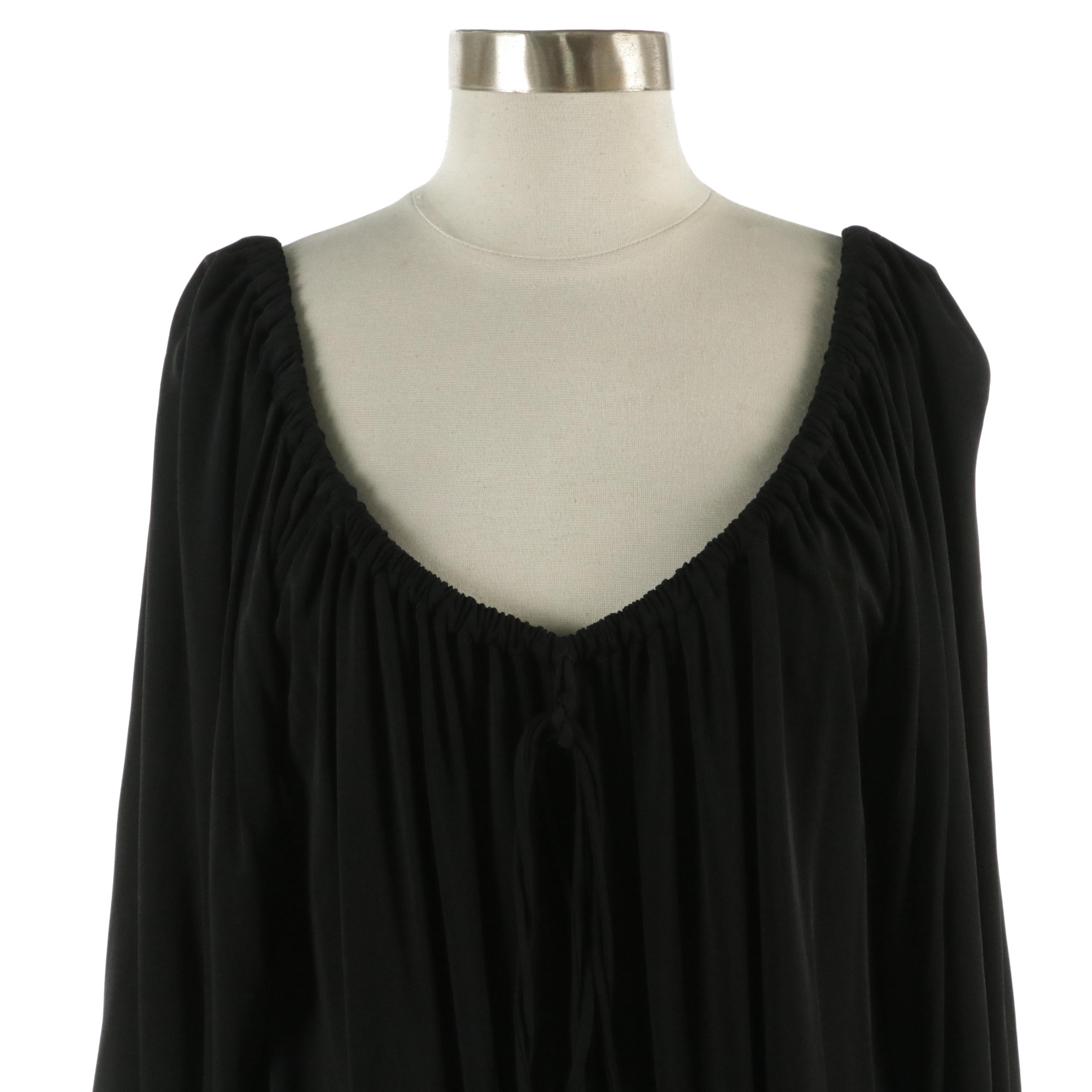 Michael Kors Black Long Sleeve Top with Drawstring Neckline