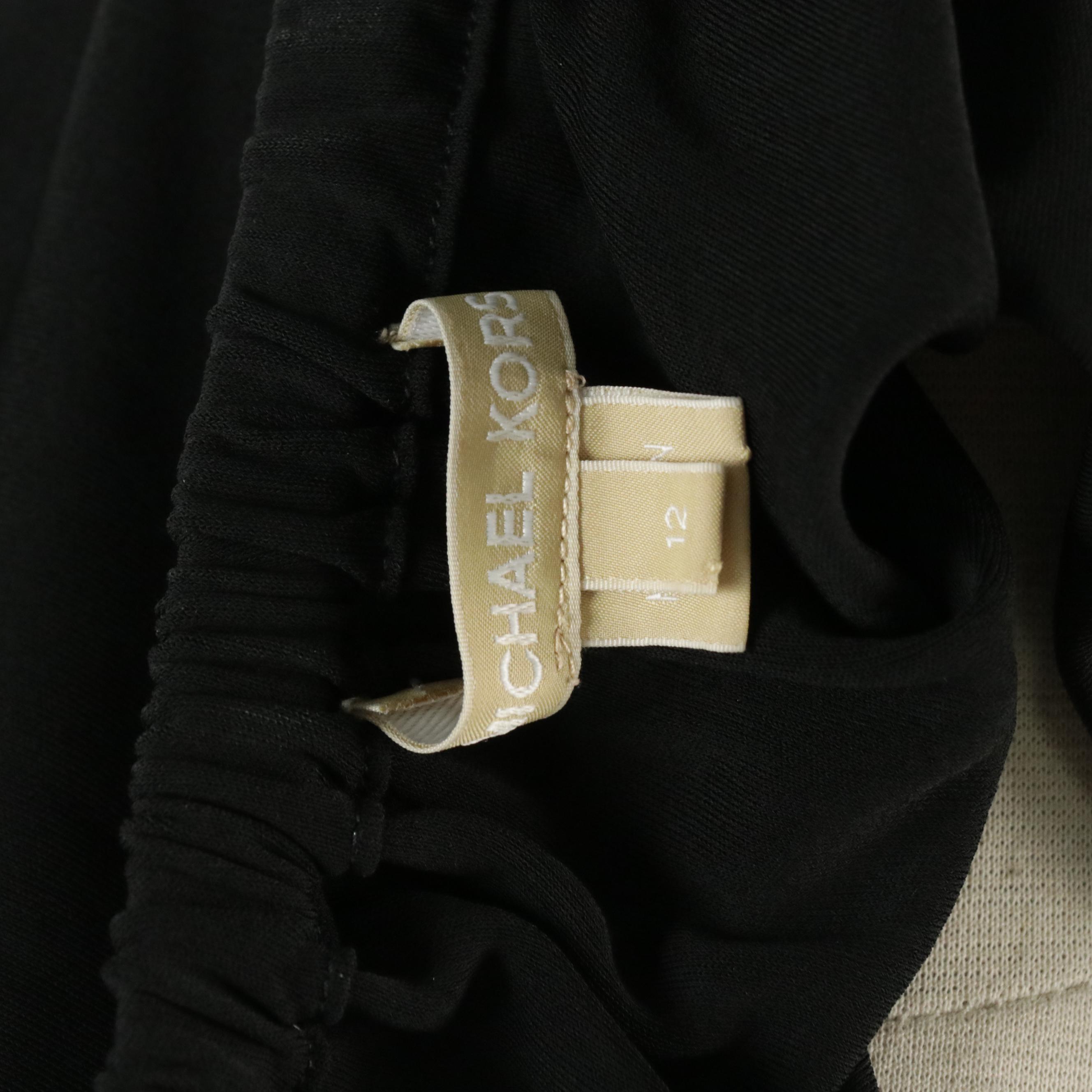 Michael Kors Black Long Sleeve Top with Drawstring Neckline