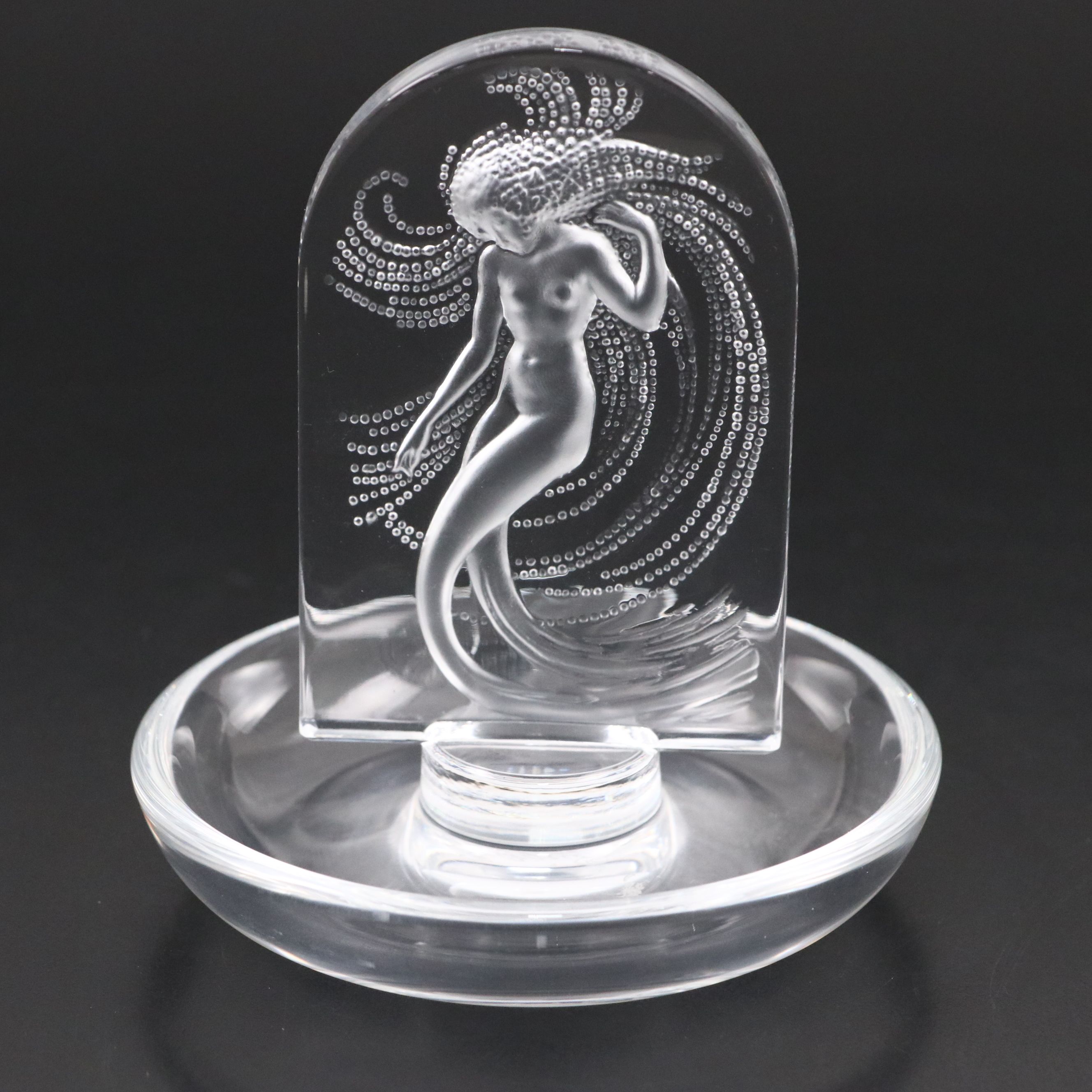 Lalique "Naïade" Frosted and Clear Crystal Pin Tray