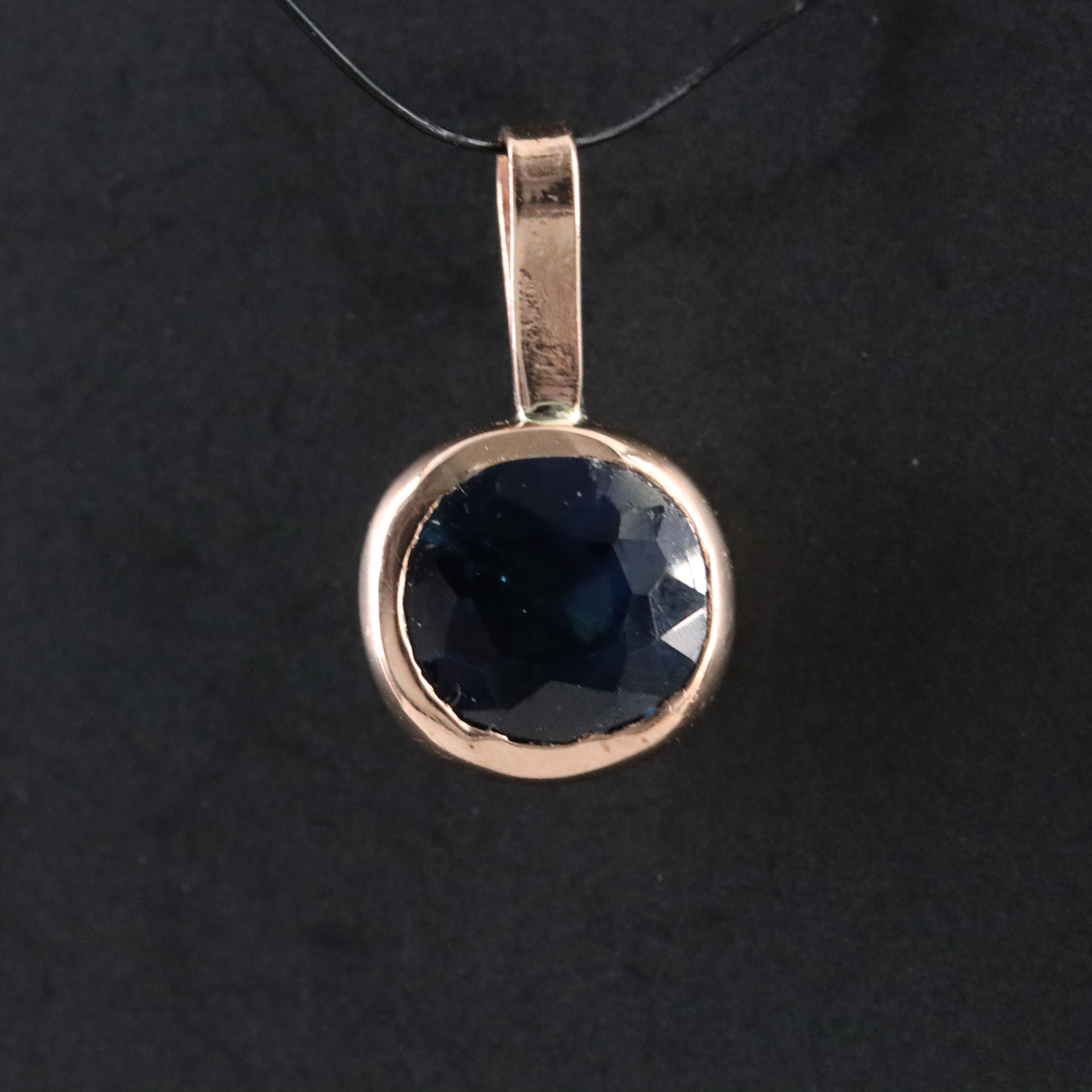 10K Rose Gold Sapphire Solitaire Pendant