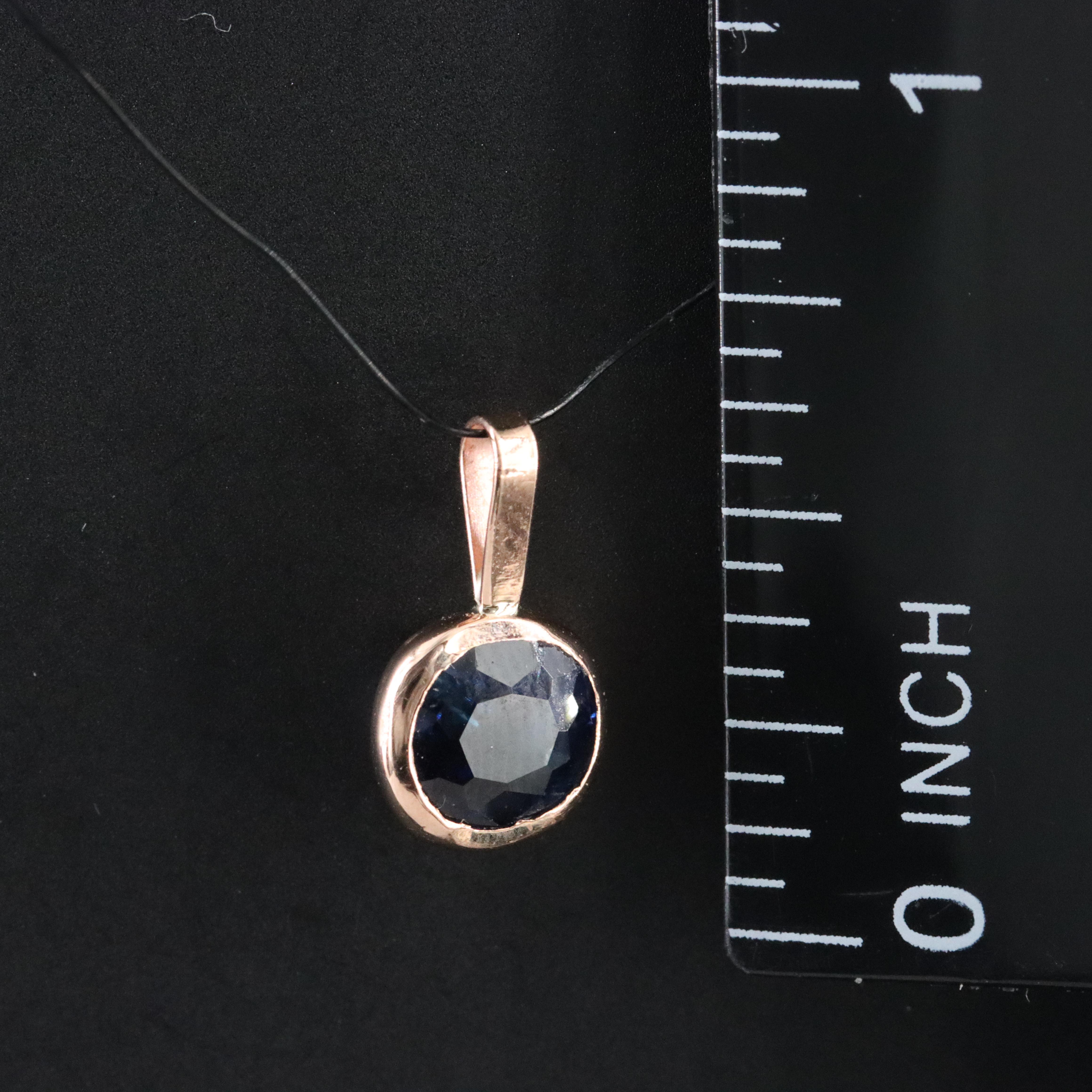 10K Rose Gold Sapphire Solitaire Pendant