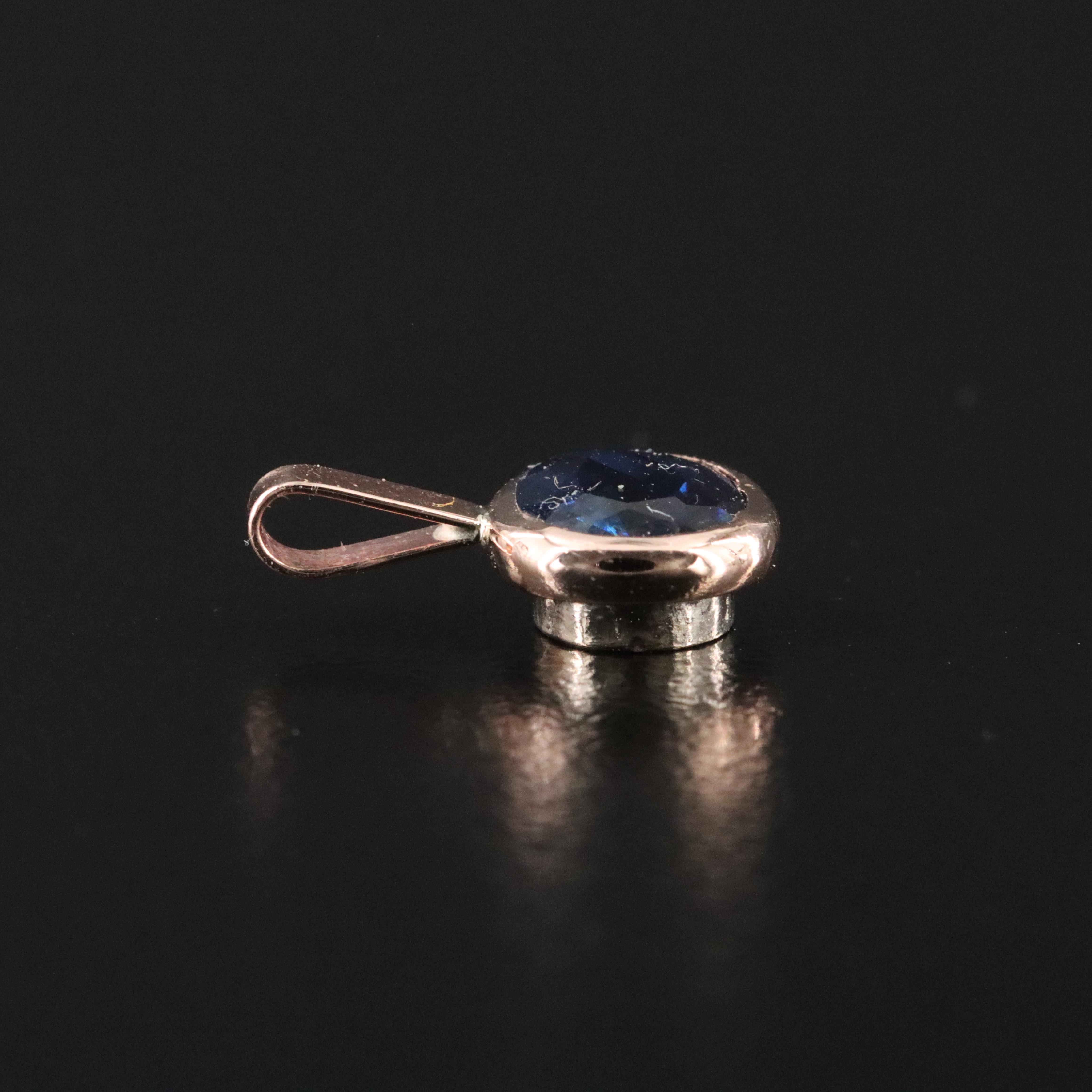 10K Rose Gold Sapphire Solitaire Pendant