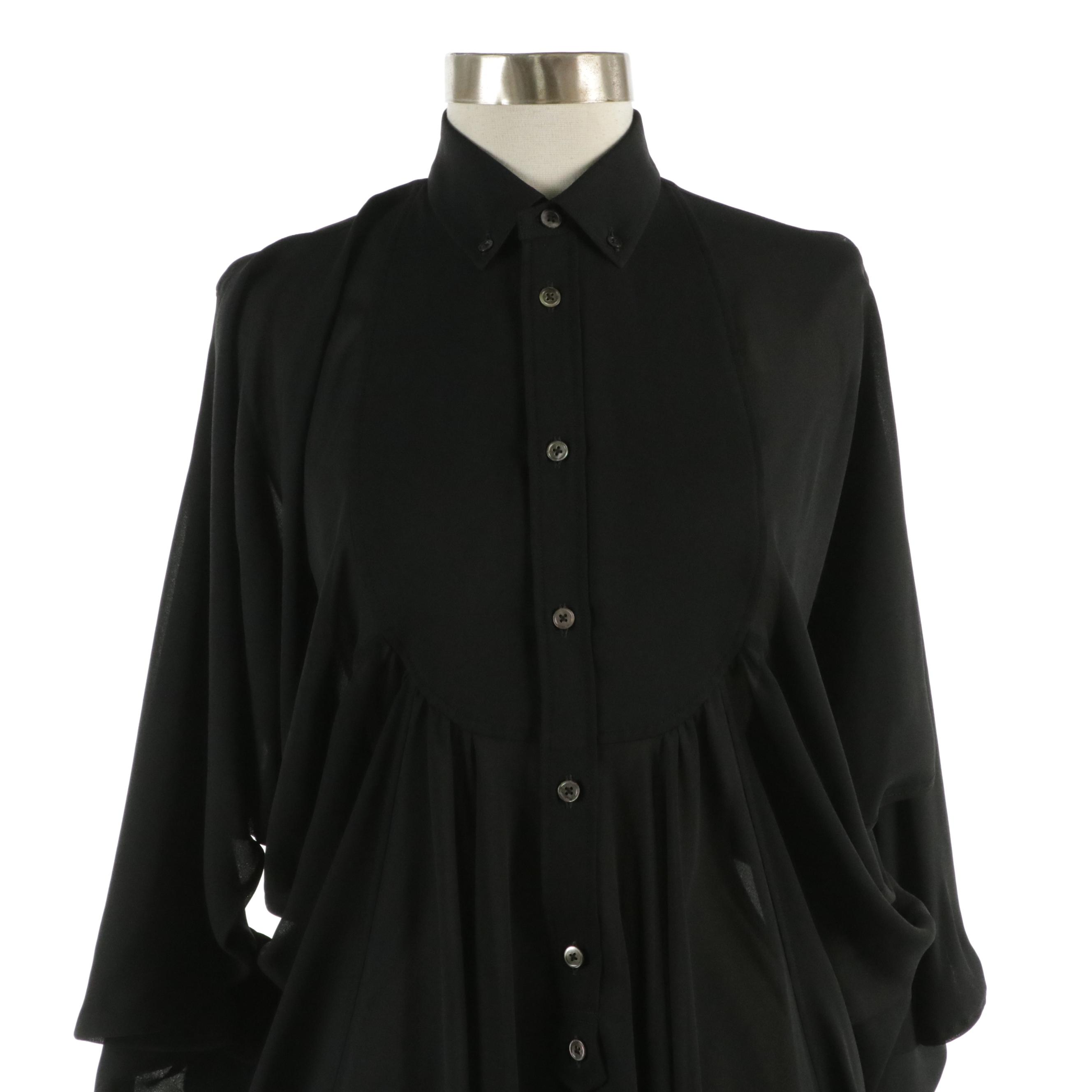 Junya Watanabe Comme des Garçons Black Button-Down Batwing Blouse