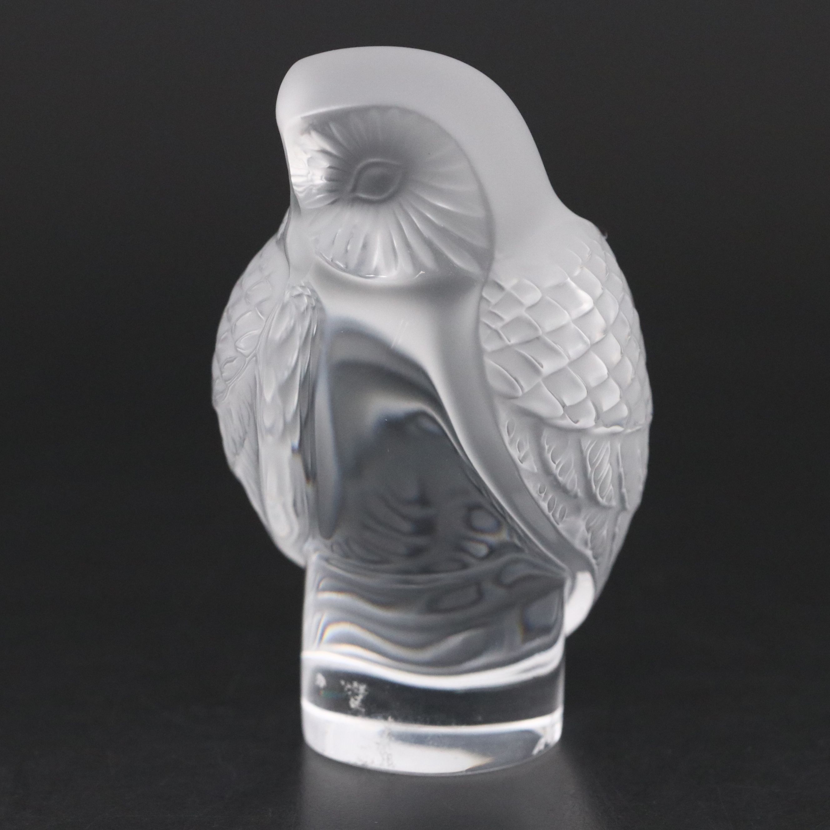 Lalique "Chouette" Frosted and Clear Crystal Paperweight