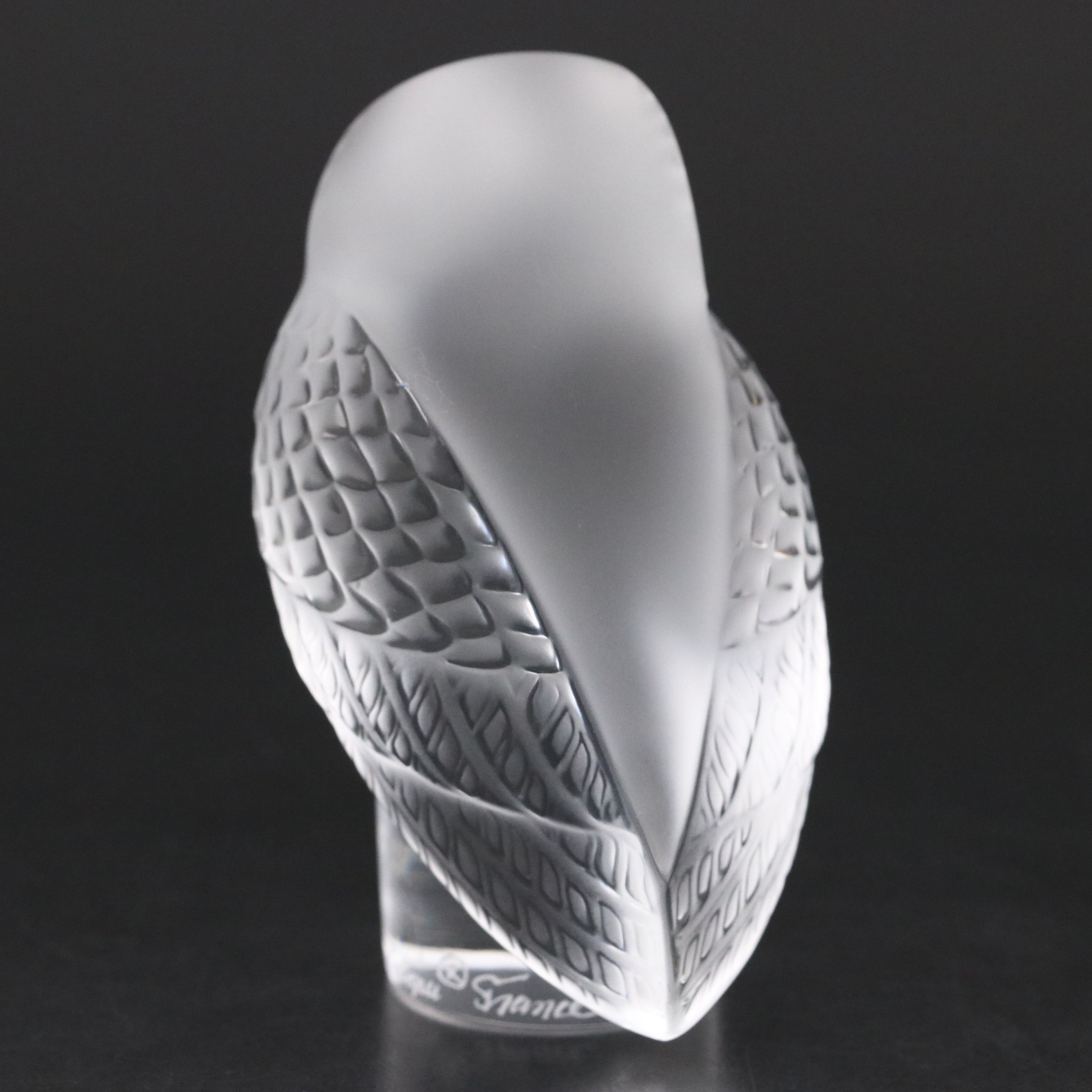 Lalique "Chouette" Frosted and Clear Crystal Paperweight