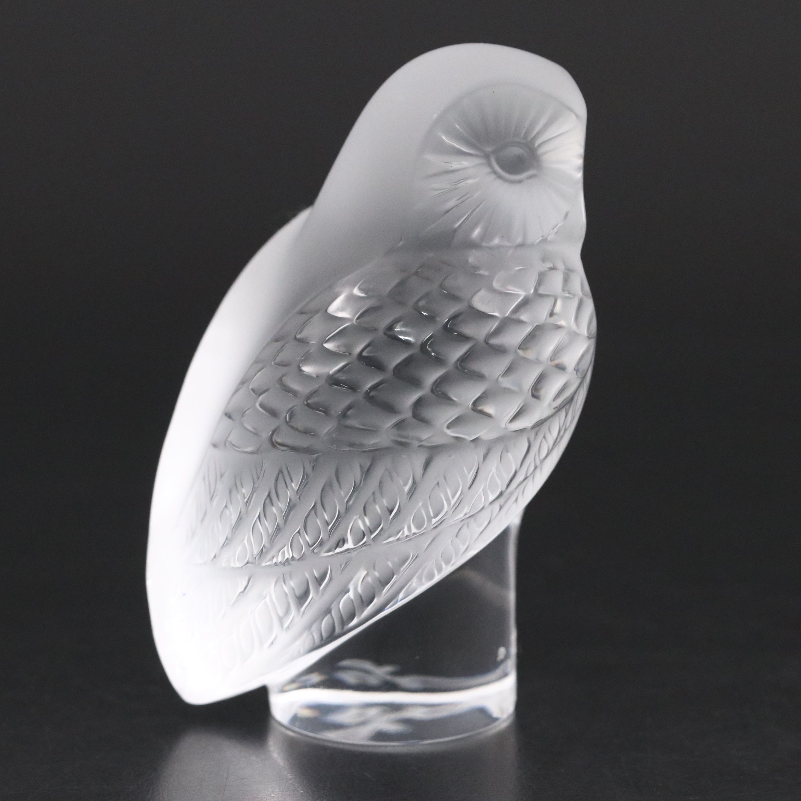 Lalique "Chouette" Frosted and Clear Crystal Paperweight