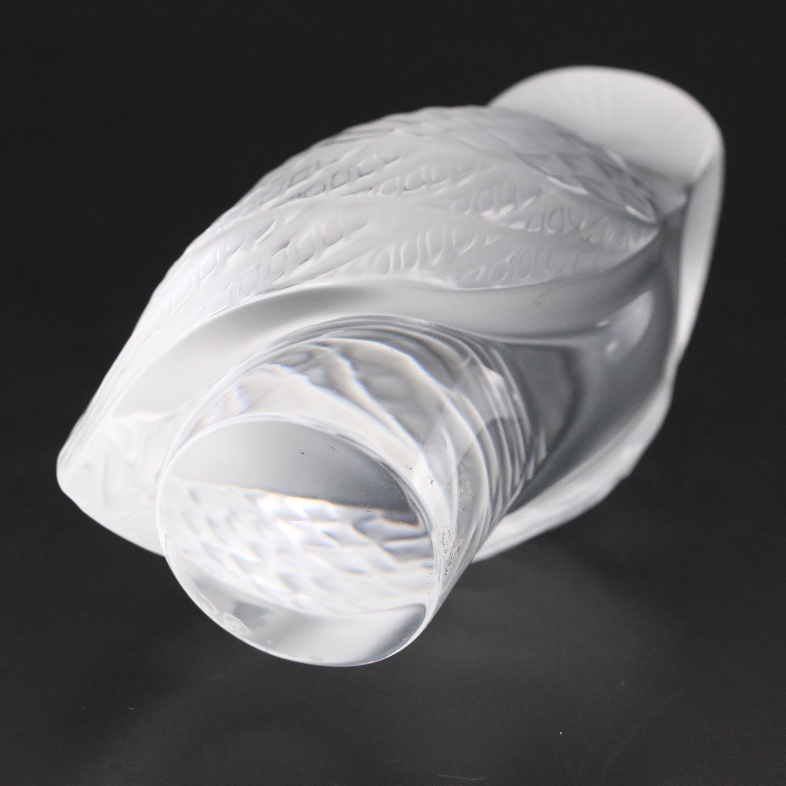Lalique "Chouette" Frosted and Clear Crystal Paperweight