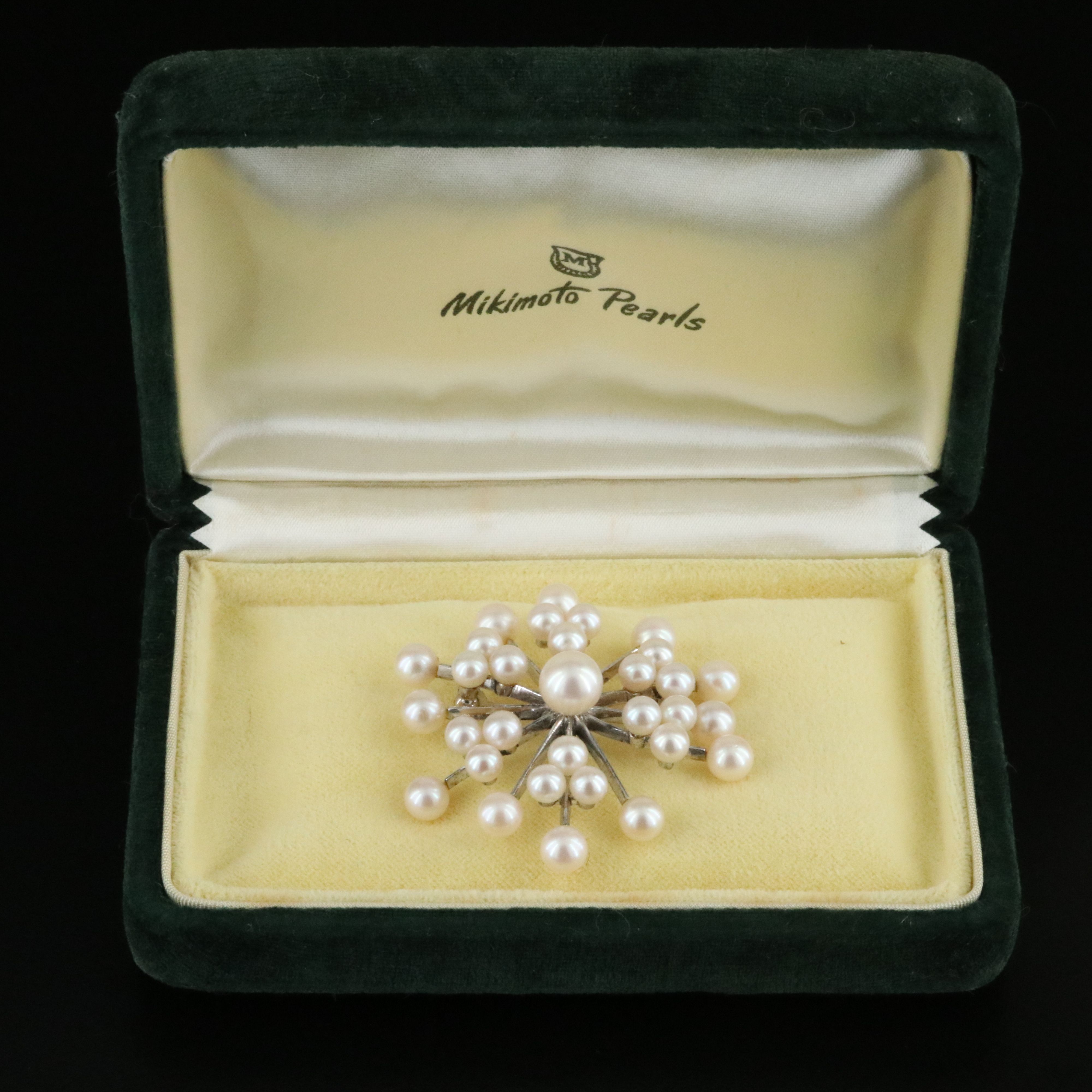 Mikimoto Sterling Pearl Starburst Brooch