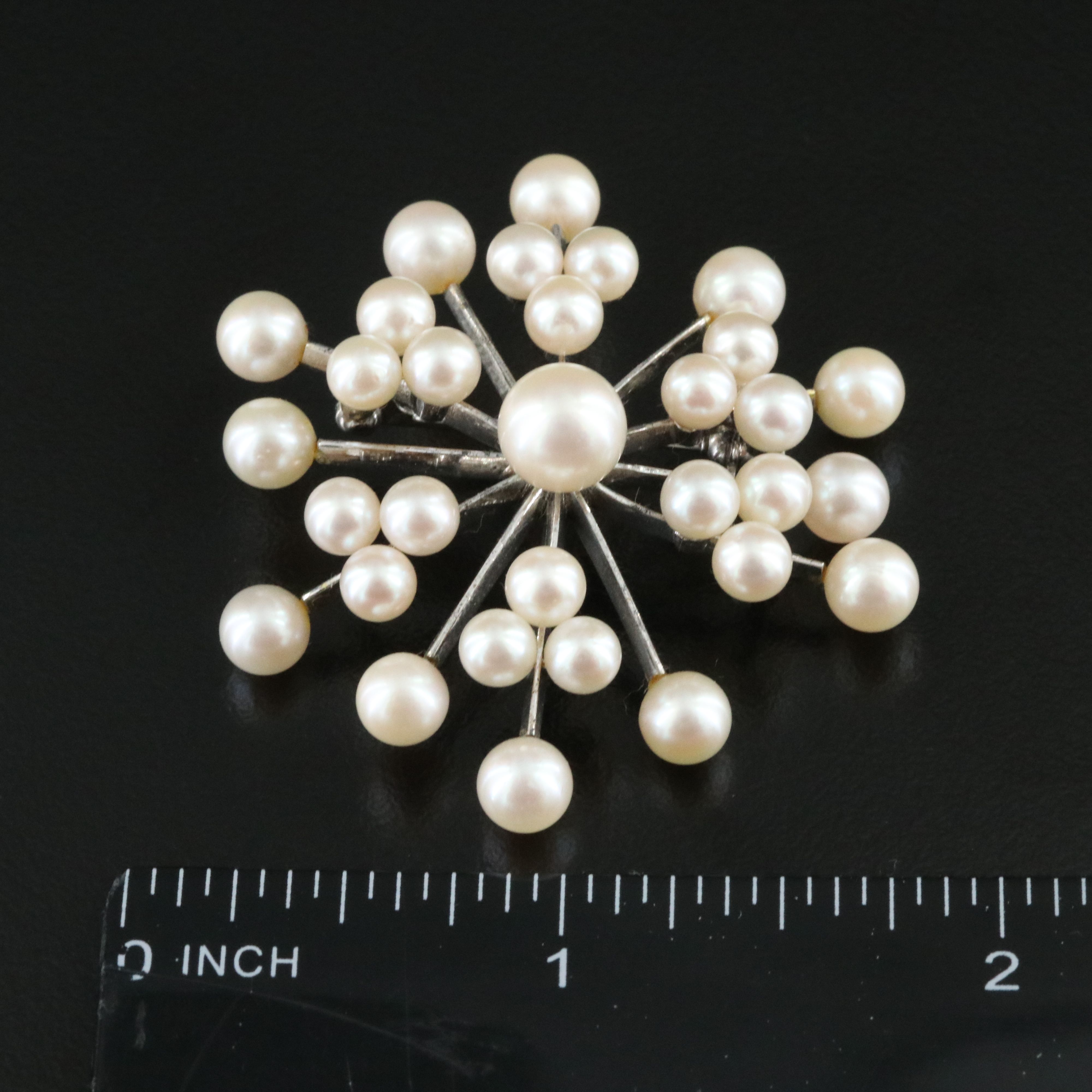 Mikimoto Sterling Pearl Starburst Brooch